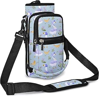 AUPET Water Bottle Sling Bag Sleeve Holder Carrier 25/32/40/64 oz,Insulated Crossbody Water Bottle Case Cover with Strap and Pockets for Men/Women Walking Hiking (Cute Farm Theme, 25oz)