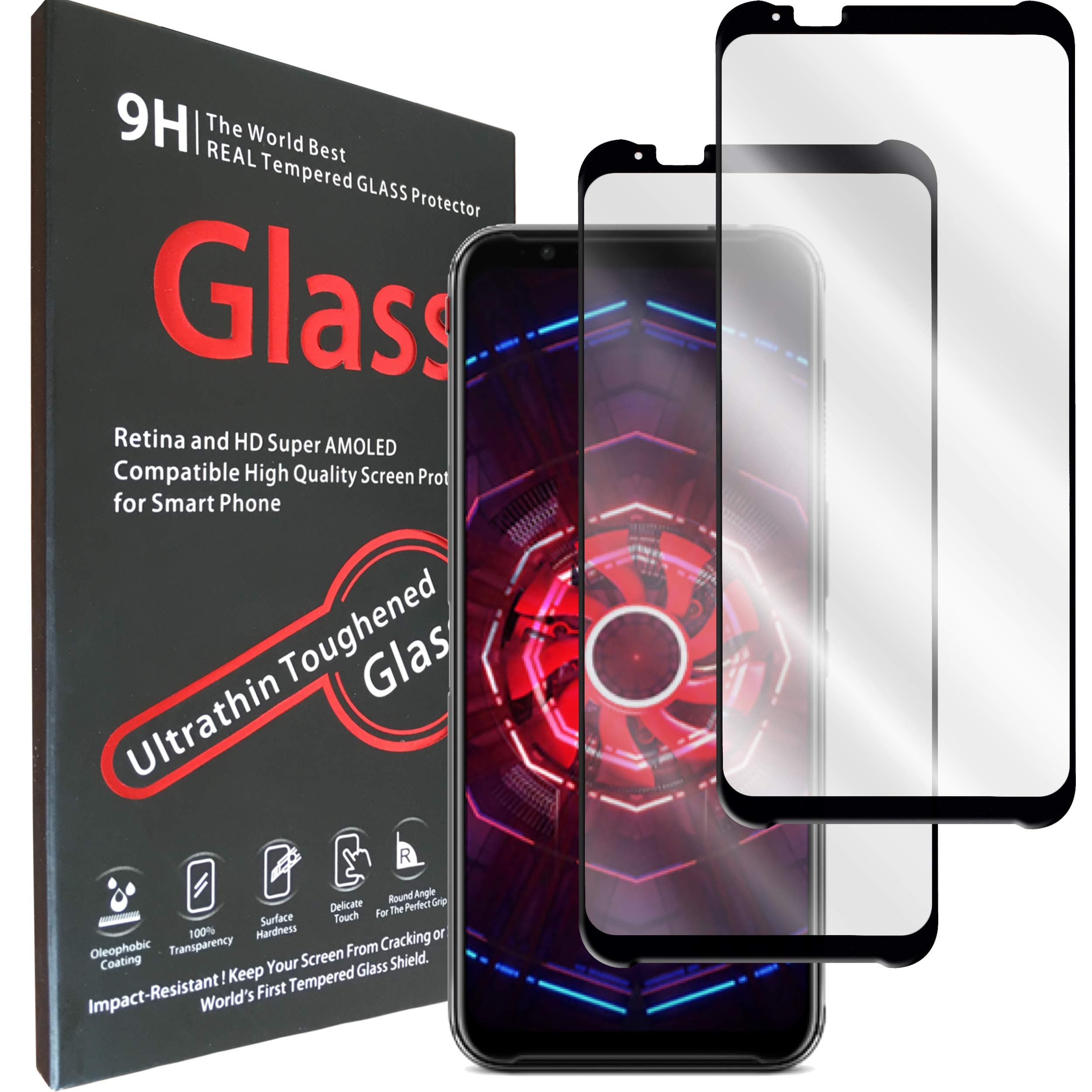 Tektide Screen Protector Compatible for Nubia Red Magic 3/Nubia Red Magic 3S, [Full Glue Full Cover] Drop-Protection Shatter-Proof Safety Laminated Tempered Glass Screen Cover/Display Shield [2 Pack]