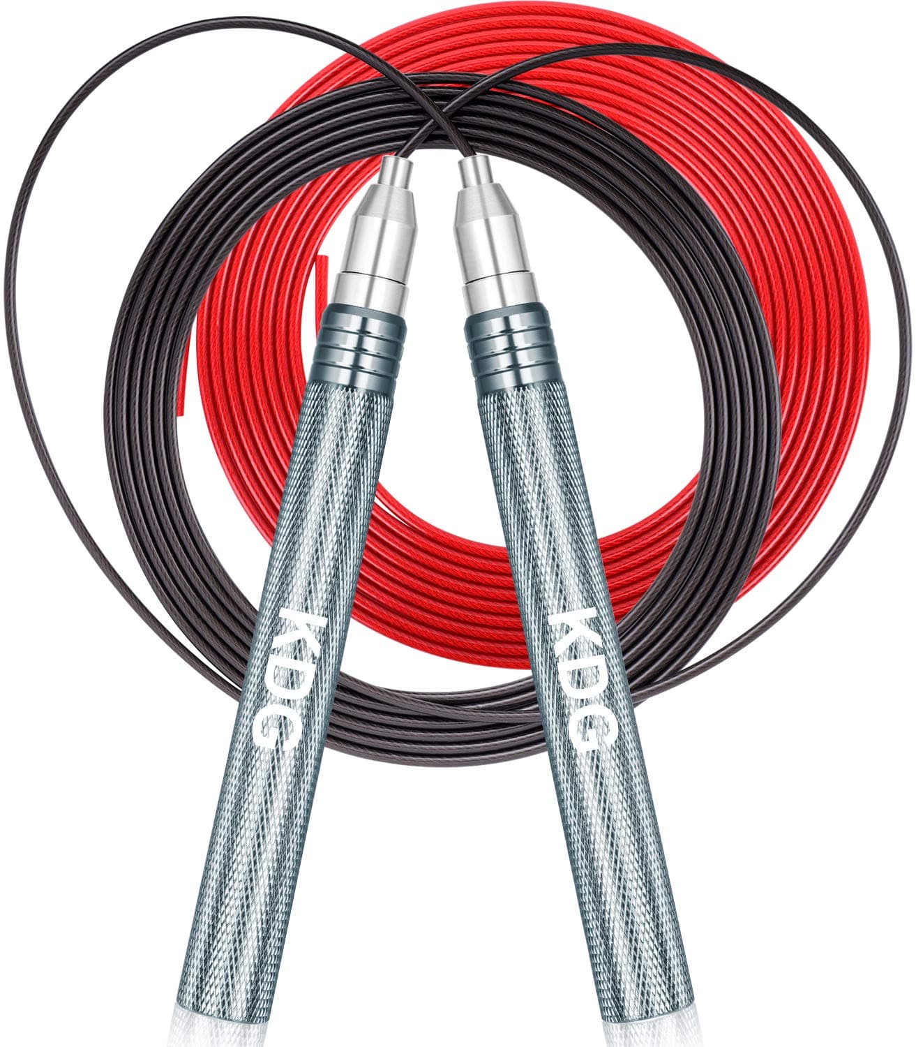 KDG Jump Rope, Speed Skipping Rope with Self-Locking and Screw-Free system, Double Anti-wear Pipes & Cables, for Boxing MMA Fitness Conditioning & Fat Loss Double Unders Exercises Wire Jump Rope
