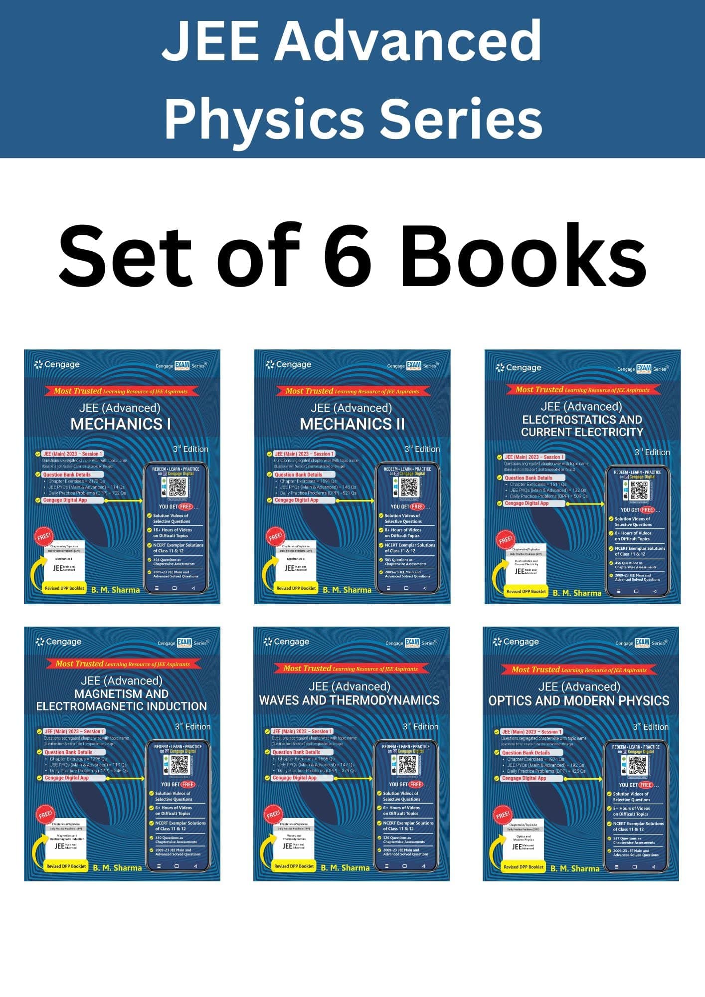 Physics Combo for JEE Advanced: Mechanics I + Mechanics II + Magnetism & Electromagnetic Induction + Electrostatics & Current Electricity + Optics & Modern Physics + Waves & Thermodynamics Set of 6 Books with Free Online Assessments & Digital Content