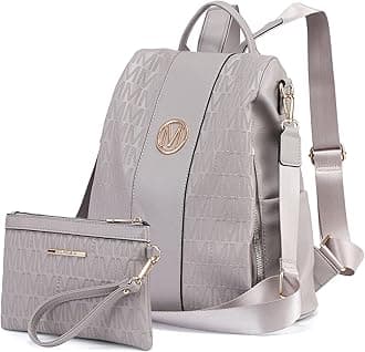 MKP COLLECTION Women Fashion Backpack Purse Multi Pockets Anti-Theft Rucksack Travel Shoulder Bag Handbag Set 2pcs