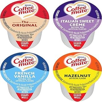 Nestle Coffee mate Liquid .375oz Variety Pack (4 Flavor) 100 Count includes Original, French Vanilla, Hazelnut, Italian Sweet Crème