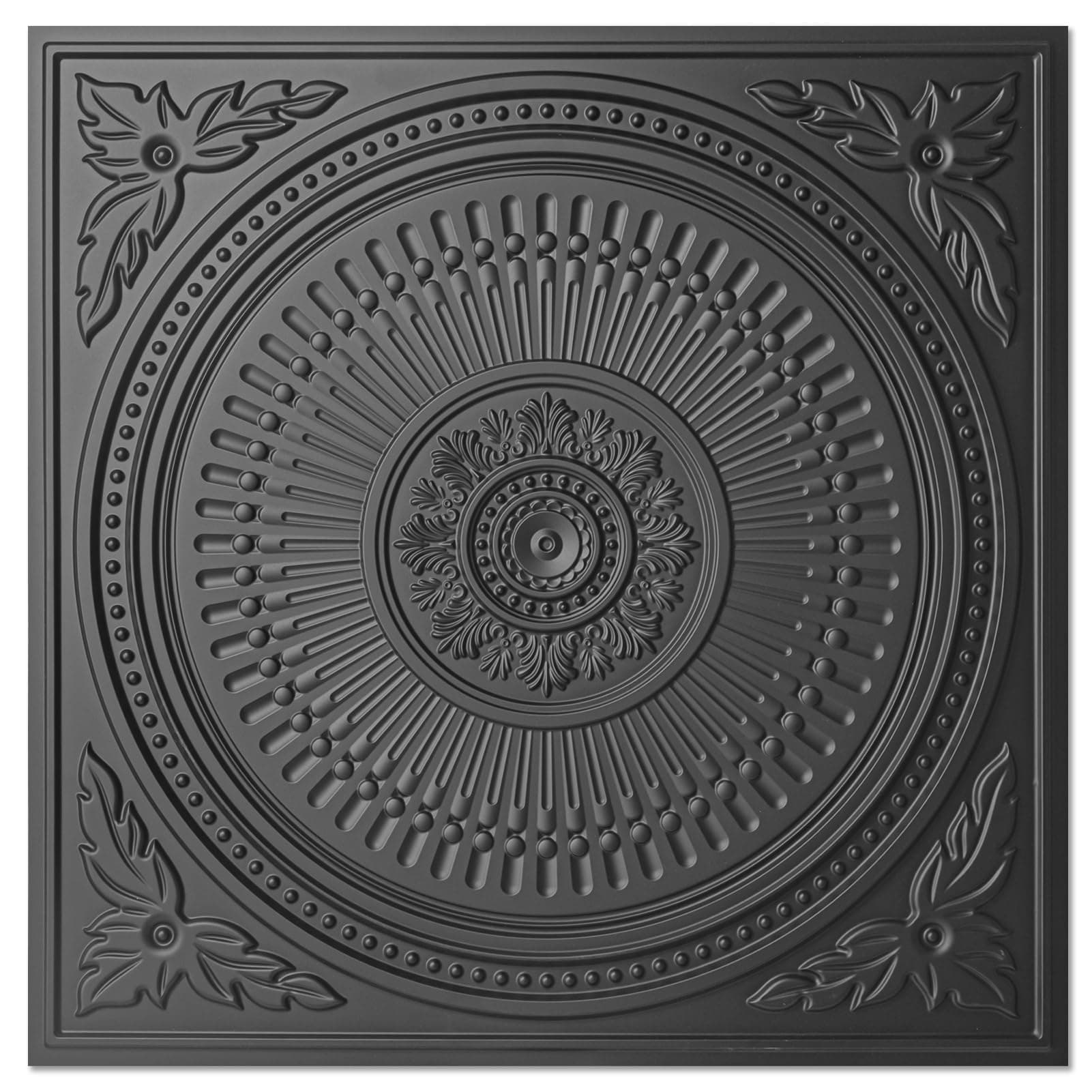 Art3d 12-Pack Drop Ceiling Tiles 2x2 FT, Decorative Easy Install PVC Ceiling Panels for Interior Kitchen Bathroom Basement, 24x24 Inch, Black