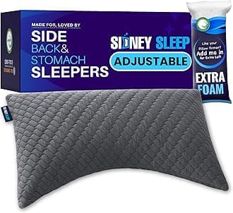- Bed Pillow for Side and Back Sleepers - Queen Size - Adjustable Filling - Memory Foam Pillow for Neck and Shoulder Support - Customizable Loft - Additional Foam Bag Included (Grey)