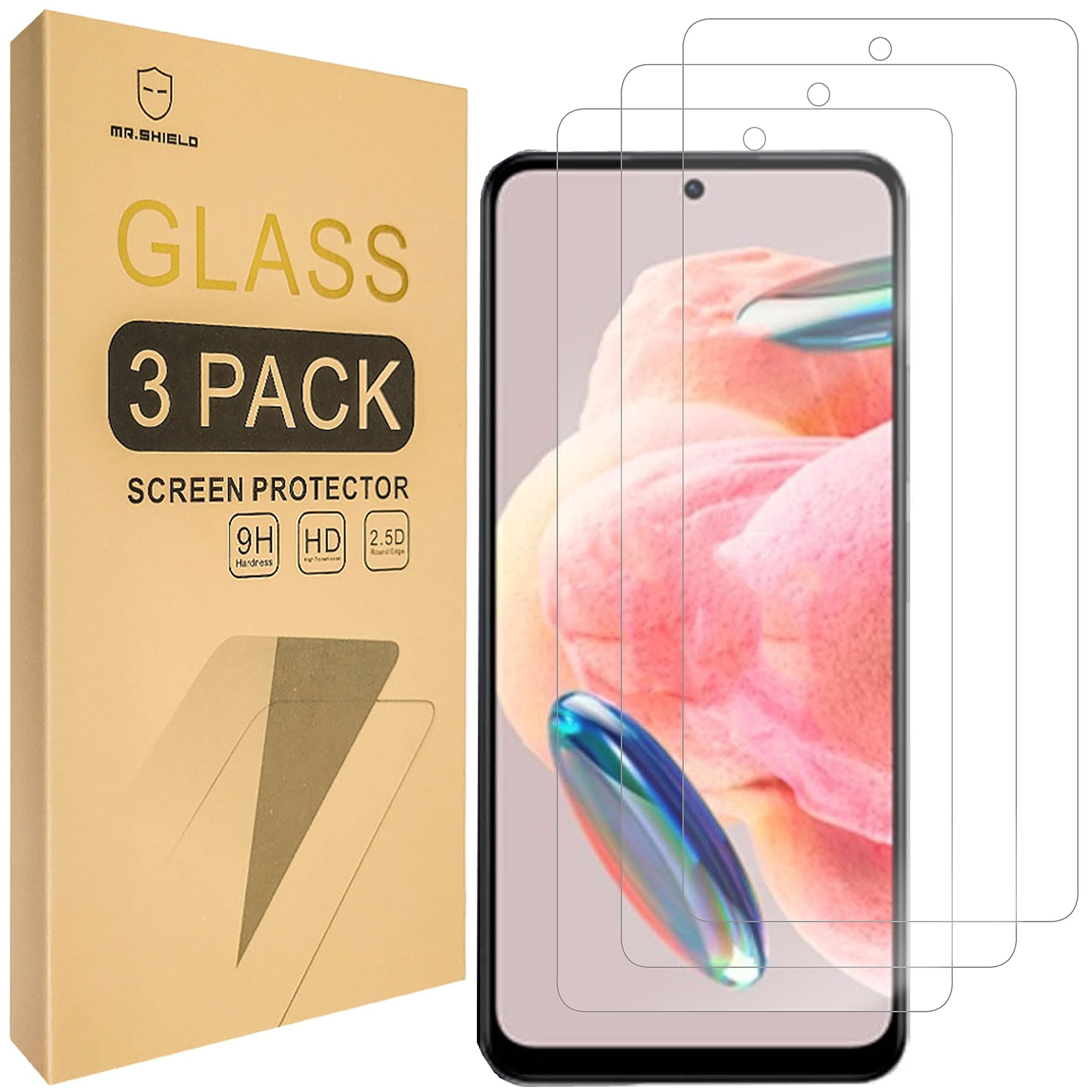 Mr.Shield [3-Pack] Screen Protector For Xiaomi (Redmi Note 12 4G) [Tempered Glass] [Japan Glass with 9H Hardness] Screen Protector