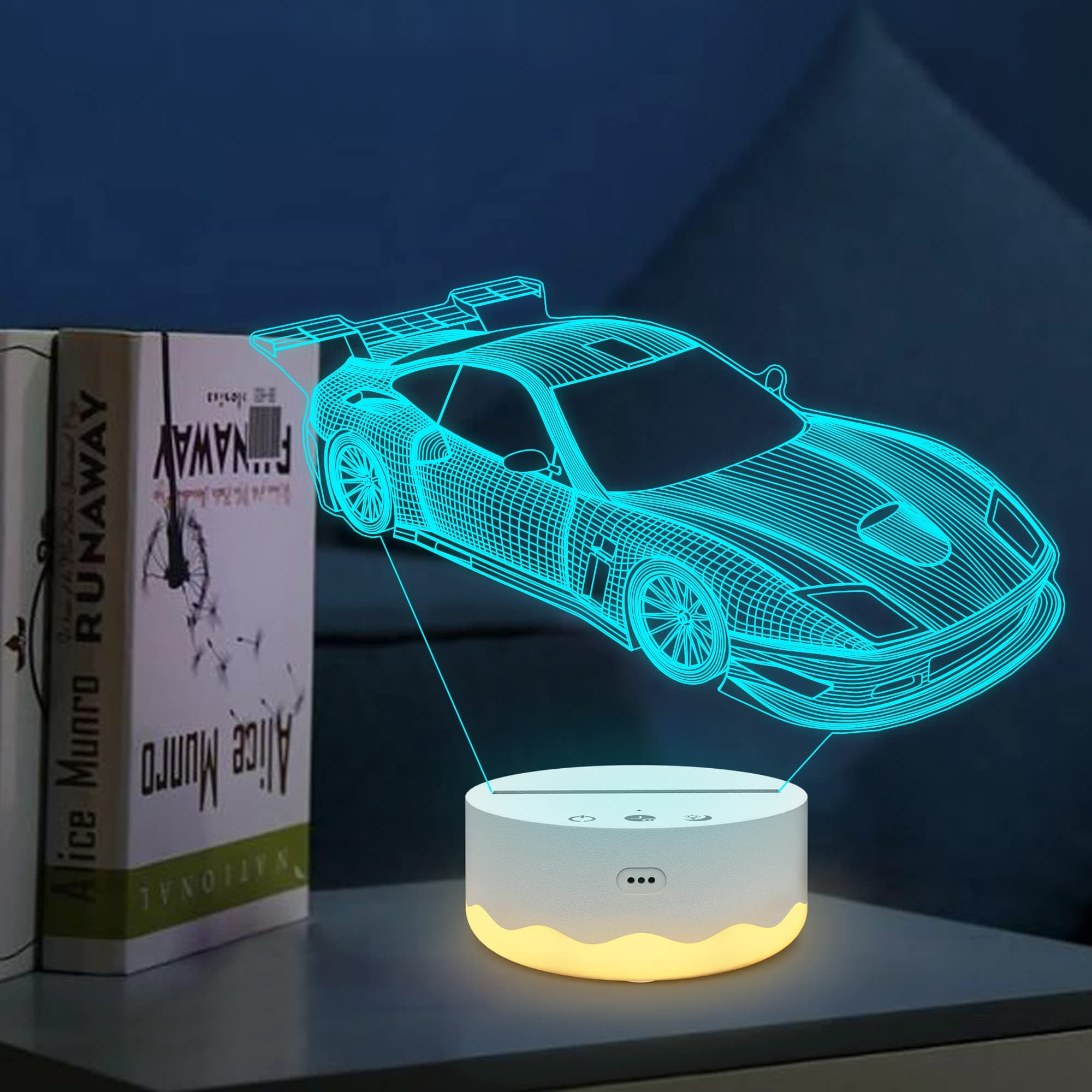 3D Night Light, Sport Racing Illusion Lamp With Remote Control 16 Colors Changing, Holiday Xmas Birthday Gift for Kids Child Boys Race Driver Car Fan
