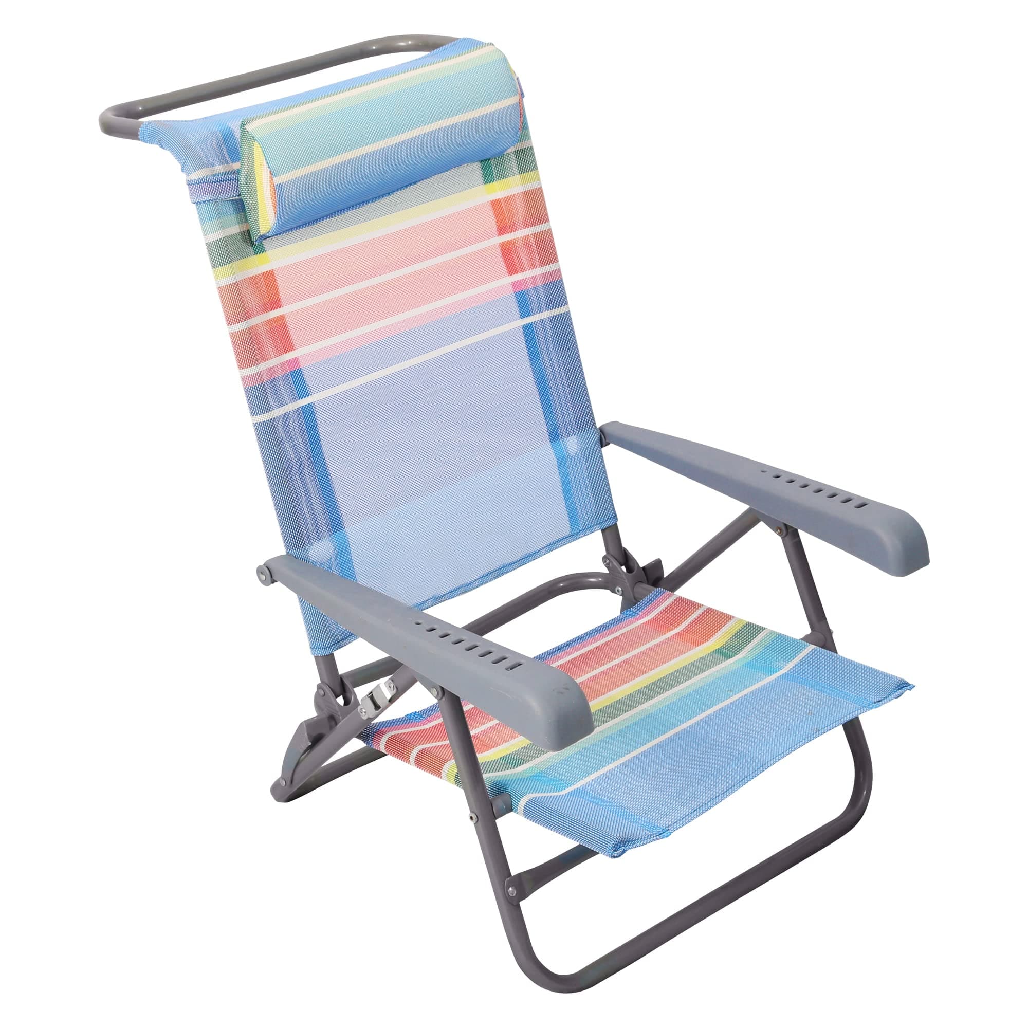 Beach Folding chair with rainbow textilene 7 position adjustable