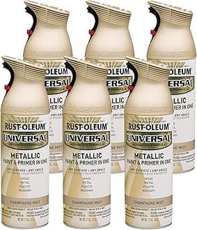 Rust-Oleum 261415-6PK Universal All Surface Metallic Mist Spray Paint, 11 oz, Champagne Mist, 6 Pack
