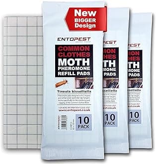 30-Pack Clothes Moth Monitoring Traps – Refill for Room & Wardrobe Hanger Units – For Detection of Tineola bisselliella