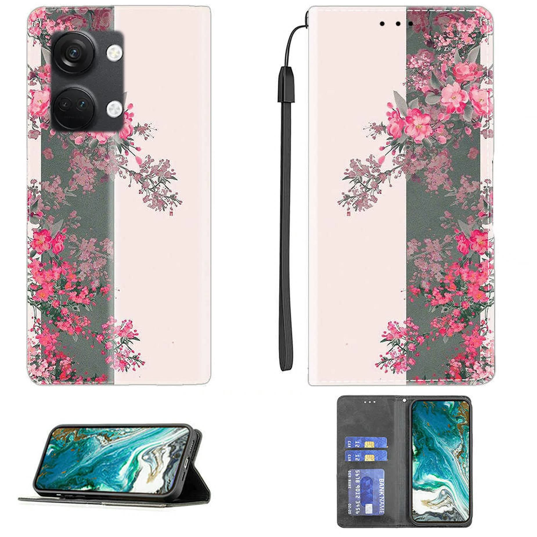 AroepurtAroepurt Case for OnePlus Ace 2V Case Compatible with OnePlus Ace 2V Phone Case Cover PU Leather Kickstand Magnetic Wallet Case CPT18