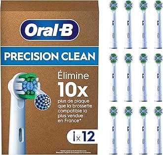 Pro Precision Clean Electric Toothbrush Head, X-Shape And Angled Bristles for Deeper Plaque Removal, Pack of 12 Toothbrush Heads, Suitable For Mailbox, White