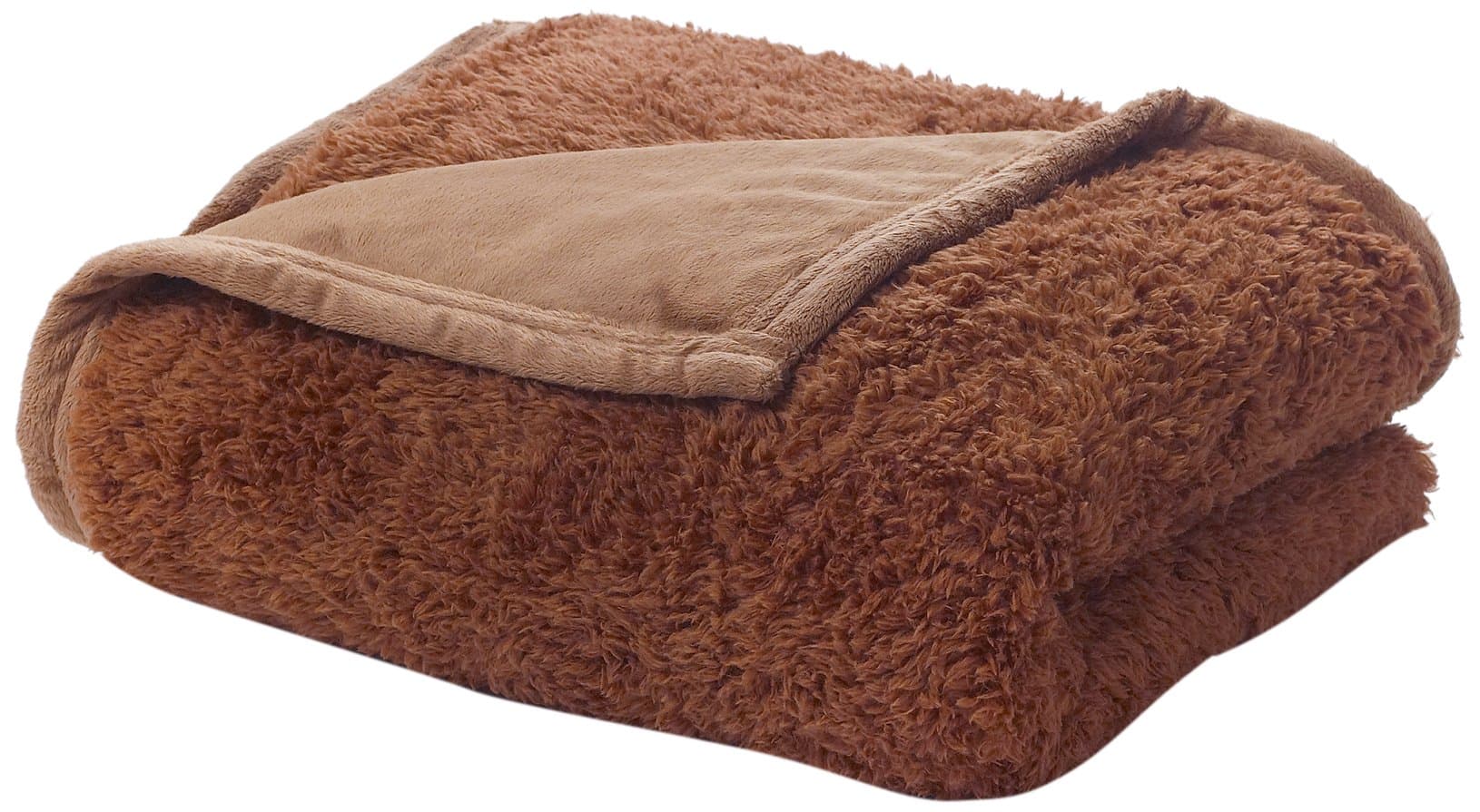 Oversized Chelsea Throw, Micro Mink To Sherpa, Rust, 60 inch x 80 inch