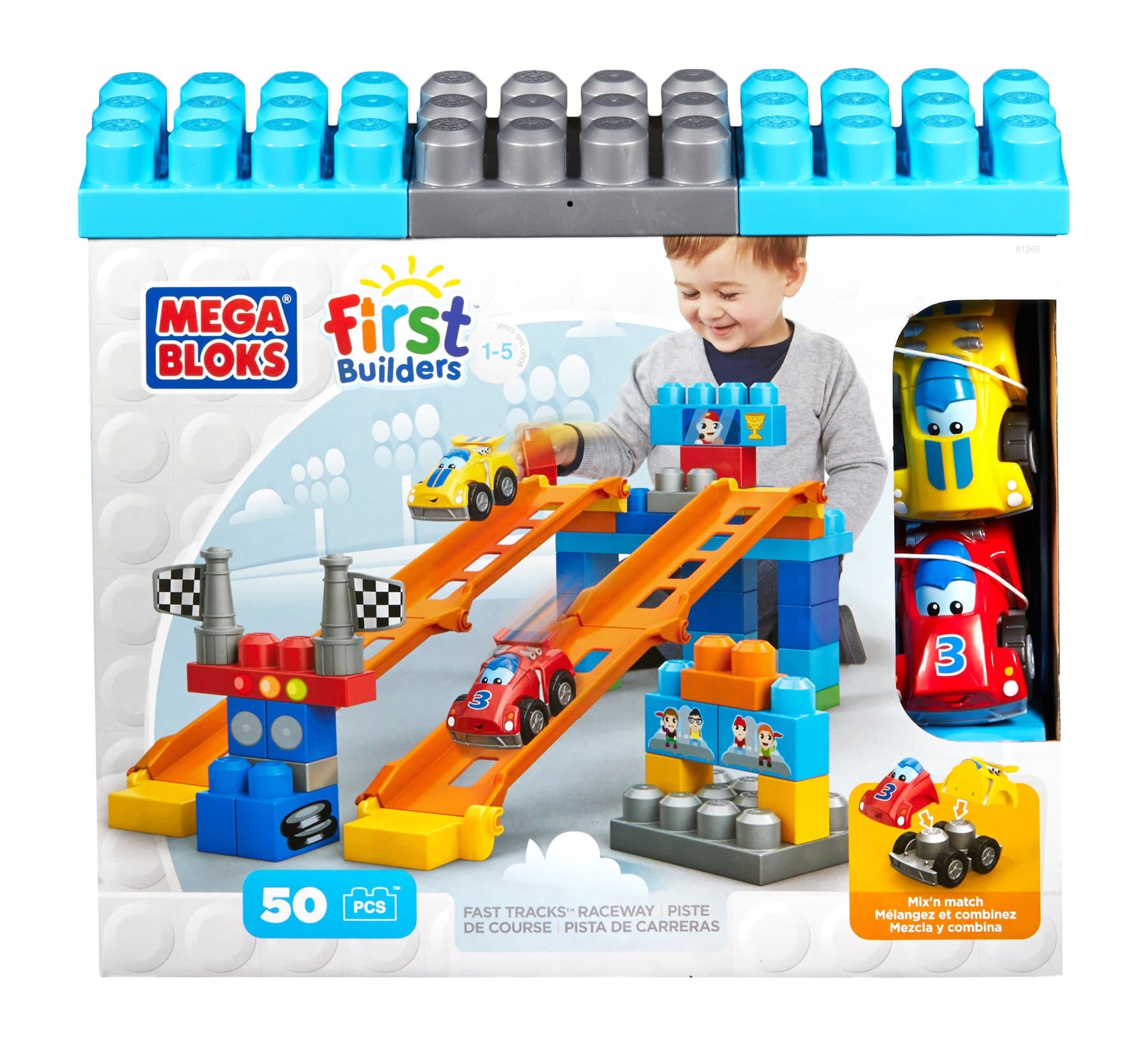 Mega Bloks First Builders Fast Tracks Raceway 50pcs