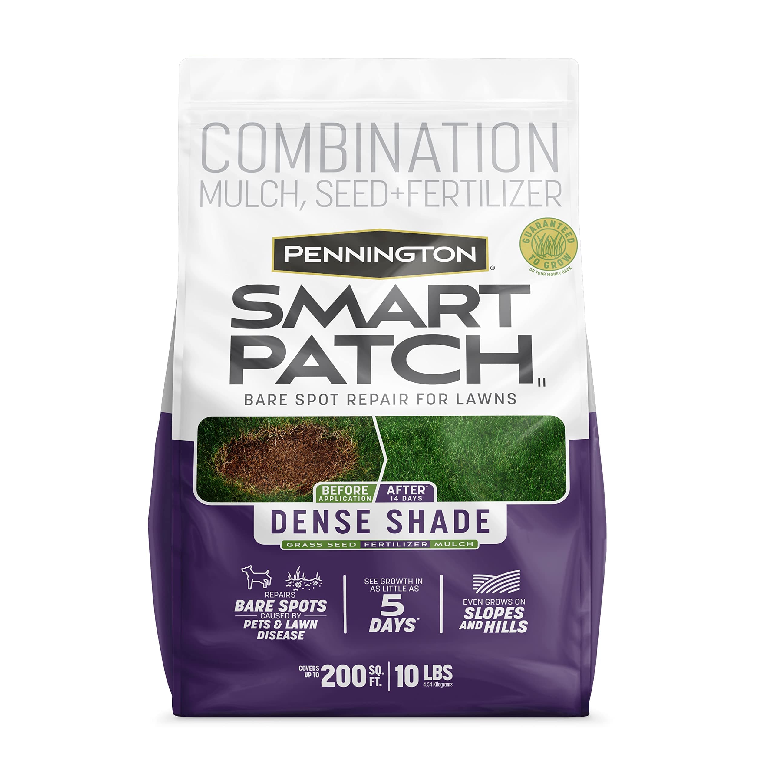 Pennington Smart Patch Dense Shade 10lb 200 sq. ft. Grass Seed Bare Spot Repair with Mulch and Fertilizer