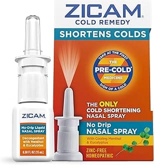 Cold Remedy No-Drip Nasal Spray with Cooling Menthol & Eucalyptus, Homeopathic, Zinc-Free, Pre-Cold Medicine, Shortens Cold Duration, 0.5 Ounce