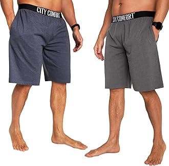 CityComfort Mens Pyjama Shorts - Comfy Lounge Shorts with Pockets Pack of 2