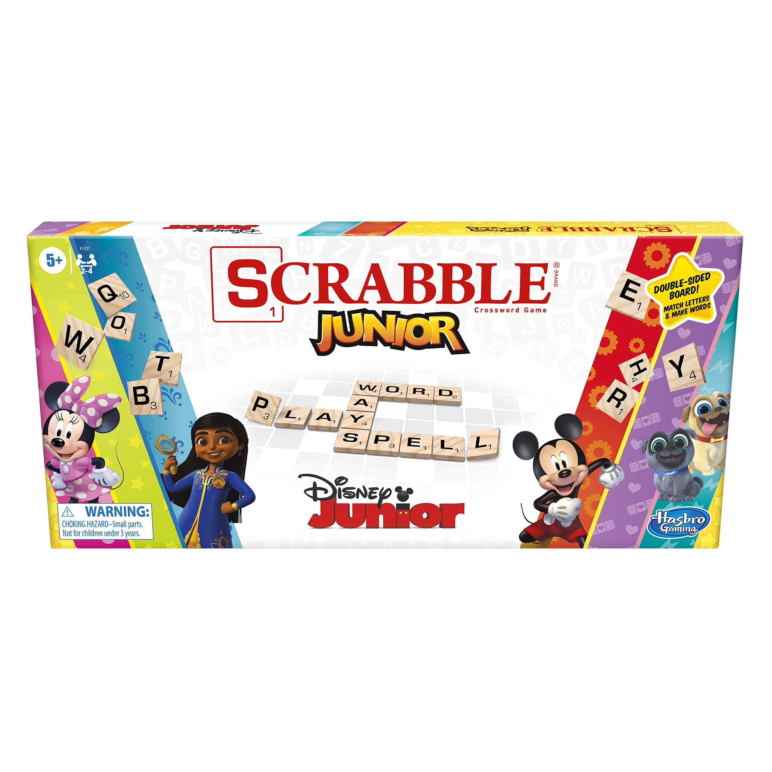 Hasbro Gaming Scrabble Junior: Disney Junior Edition Board Game, Double -Sided Game Board, Matching and Word Game (Amazon Exclusive)