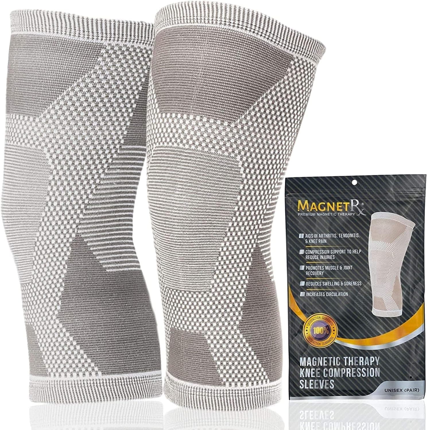 MagnetRX® Magnetic Knee Compression Sleeve - (2-Pack) Knee Support with Magnets for Knee Comfort & Recovery - Magnet Knee Brace Support (Small)