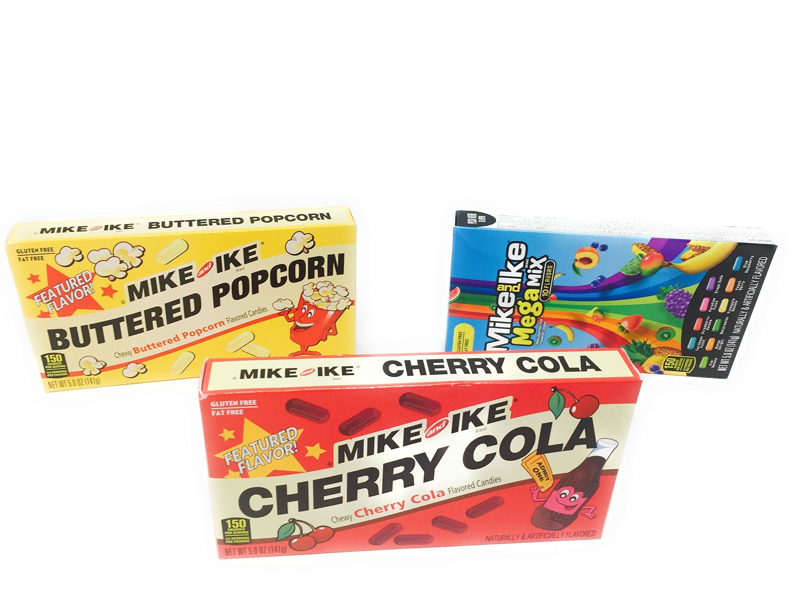 Mike and Ike Movie Bundle - 3 Items with Buttered Popcorn Flavor, Cherry Cola Flavor and the Mega Mix