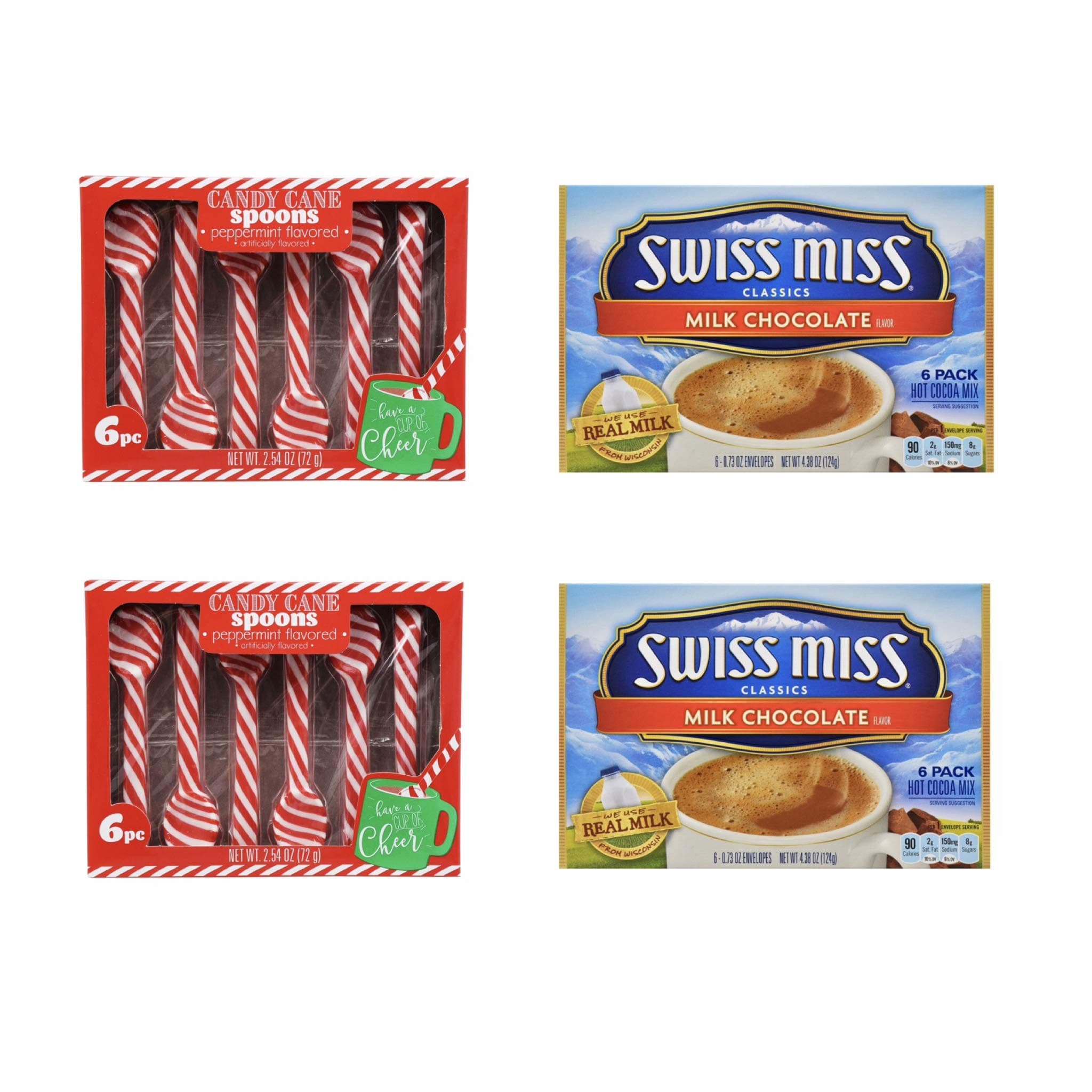 Candy Cane Spoons And Hot Chocolate Mix Bundle 12 Count