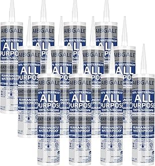 12 Packs Gray Silicone Sealant, 100% Waterproof Silicone Caulk, Adhesive Caulking Silicone for Indoor Outdoor Windows, Aquarium, Bathtub, 10.1 oz (12)