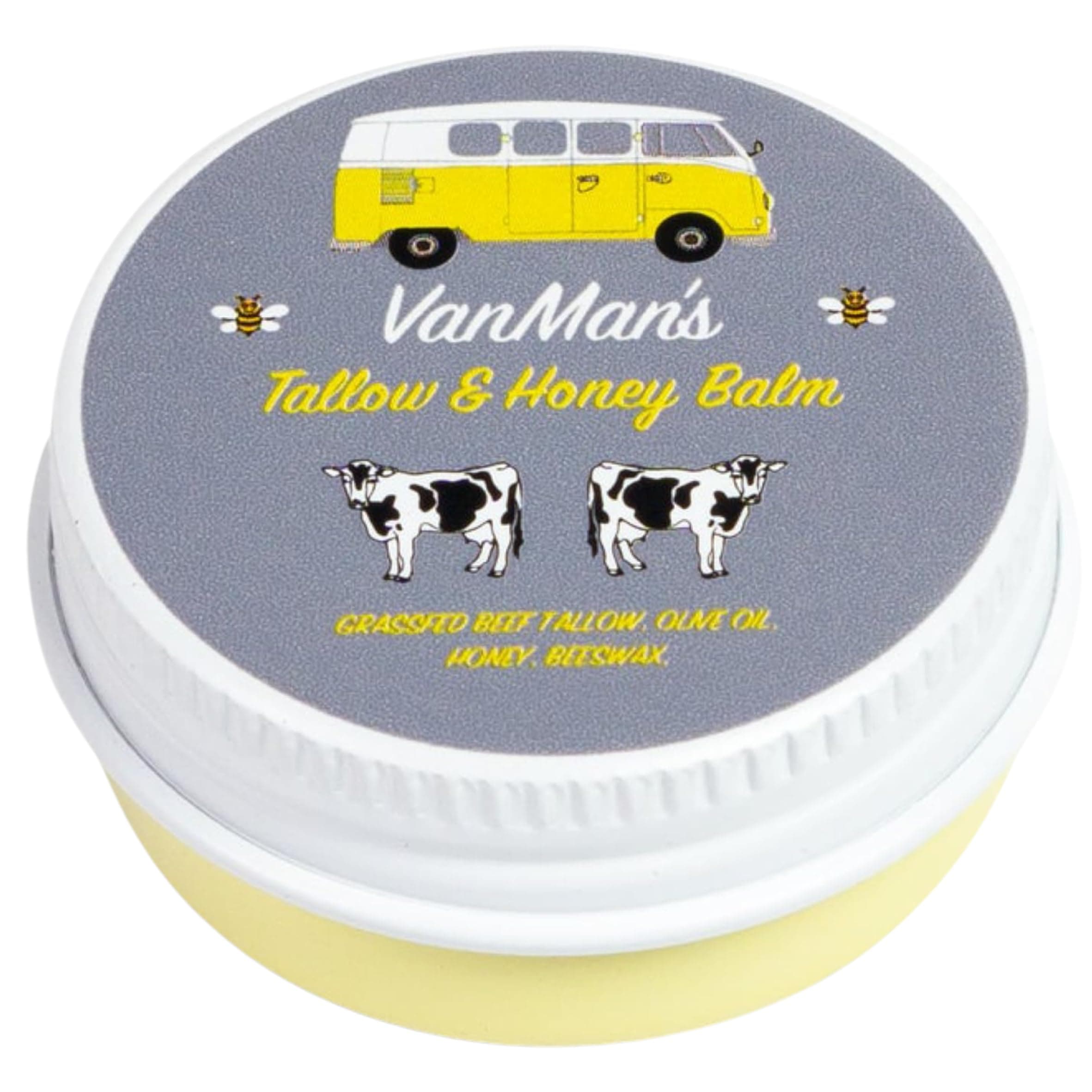 Vanman’s - Tiny Tallow and Honey Balm - Unscented Face Moisturizer with Grass-Fed/Finished Beef Tallow, Honey, and Vitamins A, K, D, E - 0.25 oz