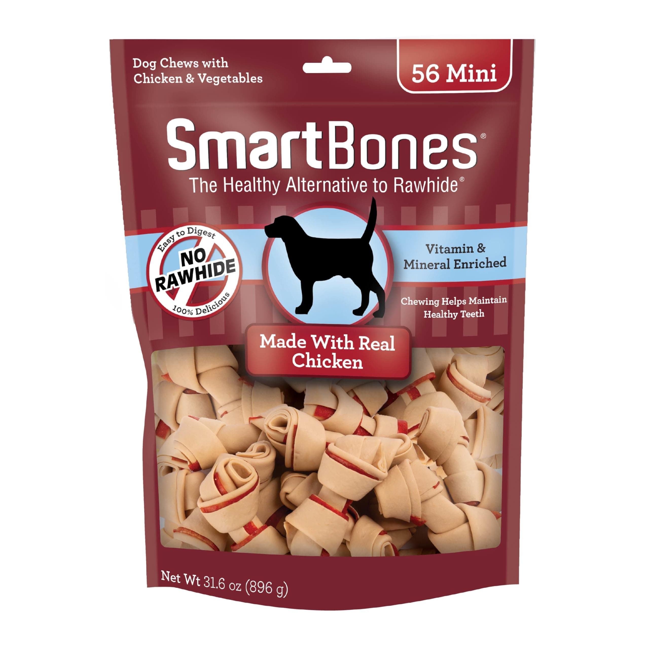 Mini Bones with Real Chicken 56 Count, Rawhide-Free Chews for Dogs