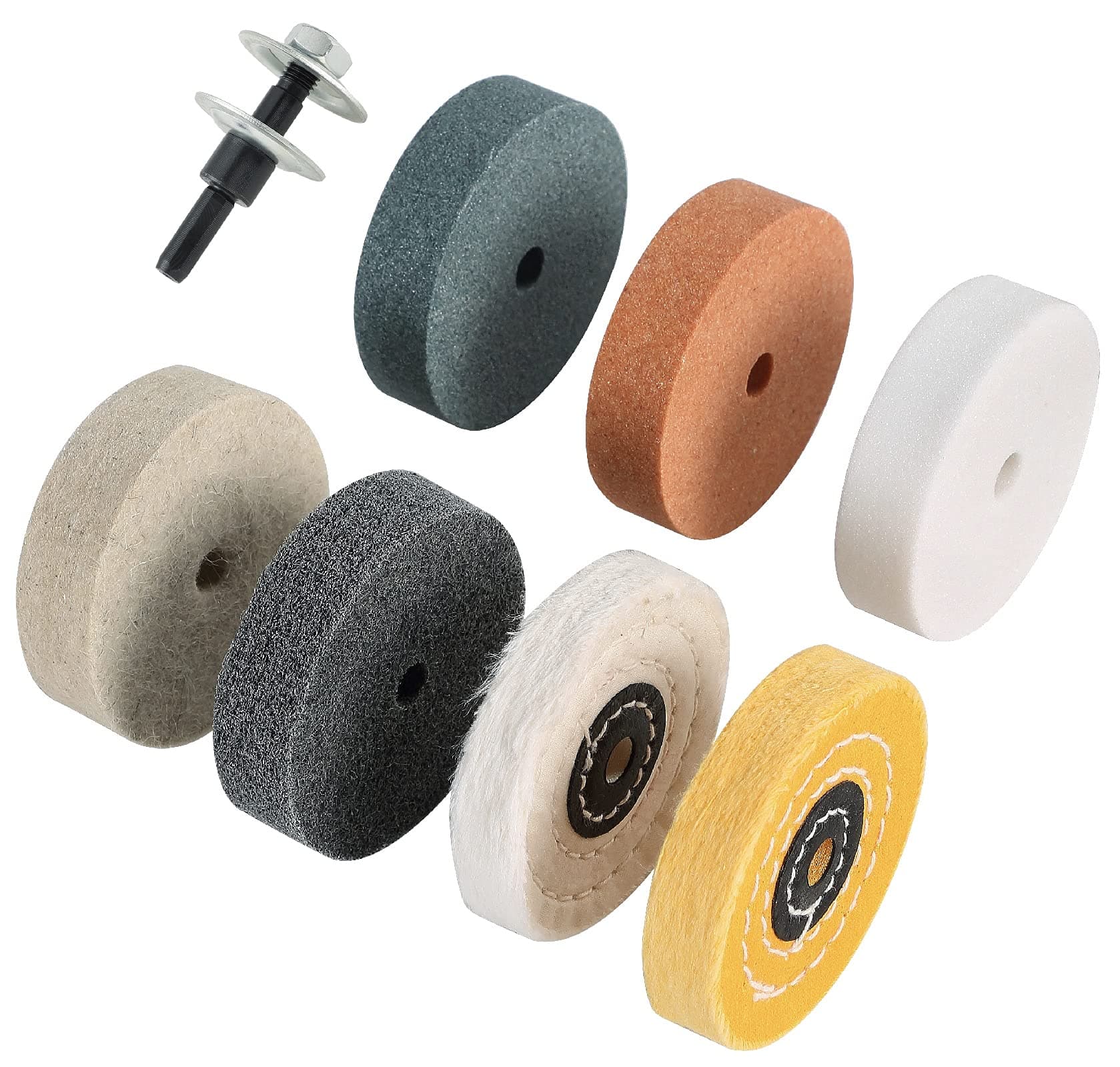 Grinding Wheel Buffing Wheels 8 Set 3 inch. for Small Grinder Polishing Machine Electric Drills. Sharpening Polishing Glass, Stainless Steel Metal. Such As Lawn Mower Blades. Christmas Gifts