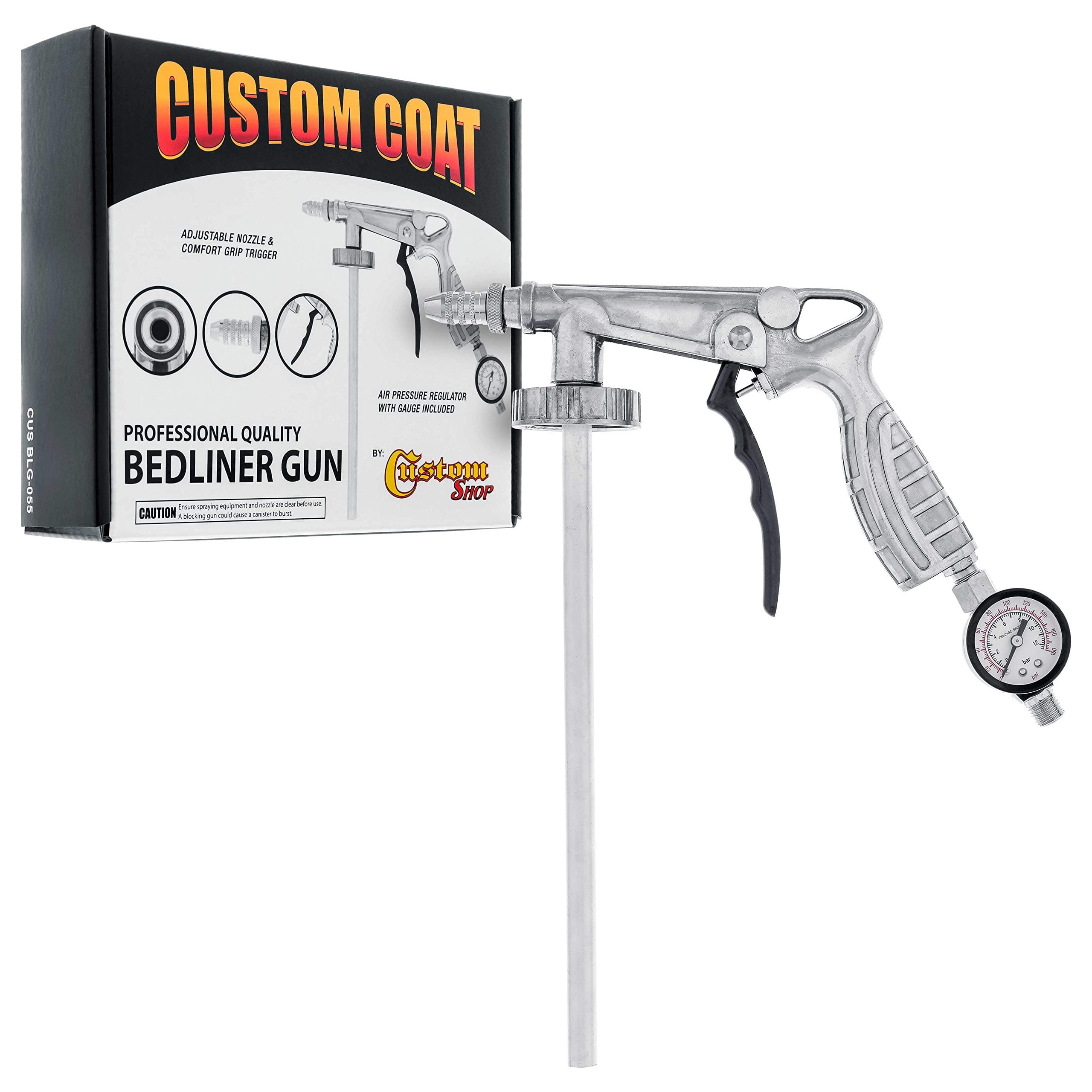 Custom Shop Coat Professional Quality Bedliner Application Gun with Regulator - Fits 1 Liter U-Pol Raptor Bottles
