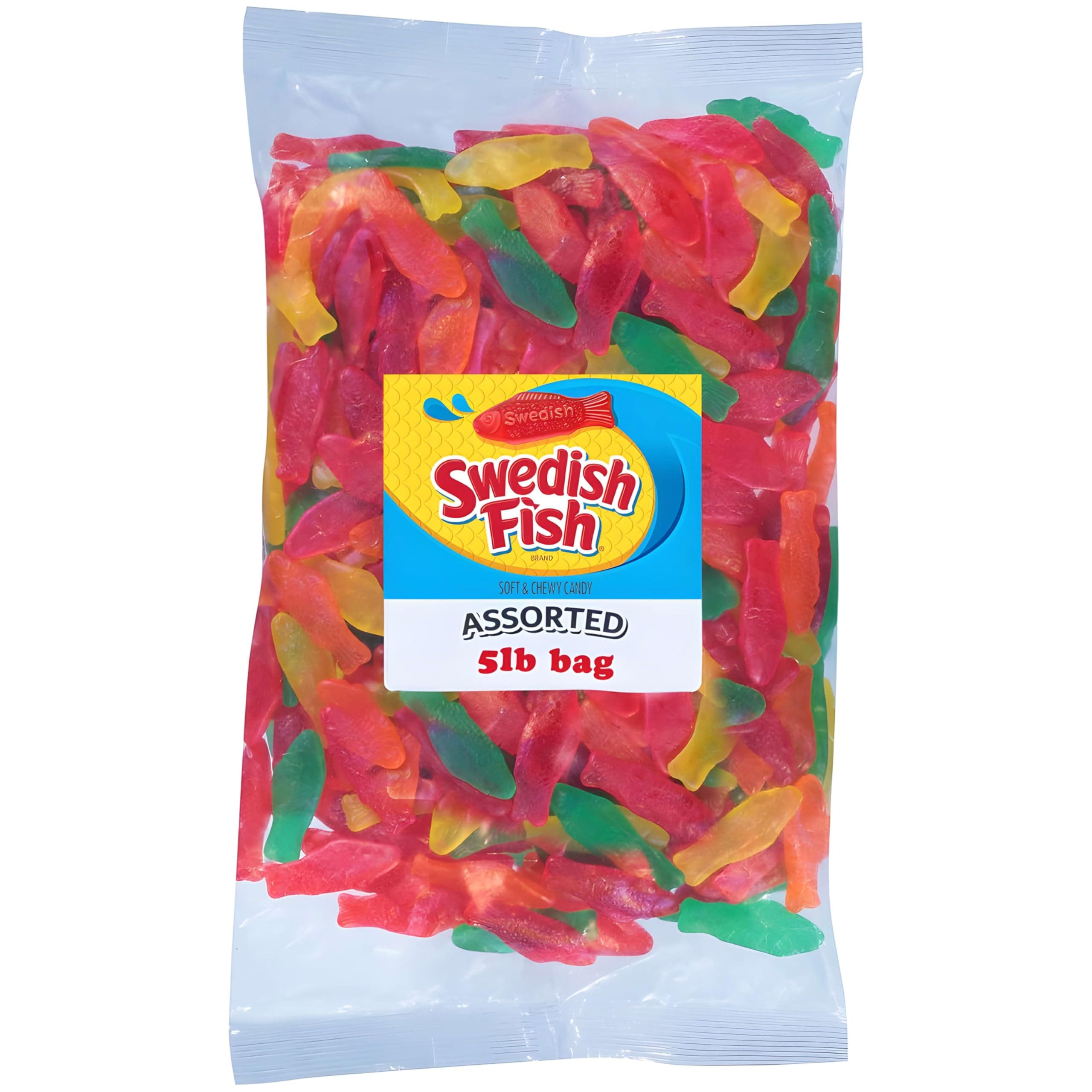 SWEDISH FISH Assorted Soft & Chewy Gummy Candy, Bulk Candy, 5 lb