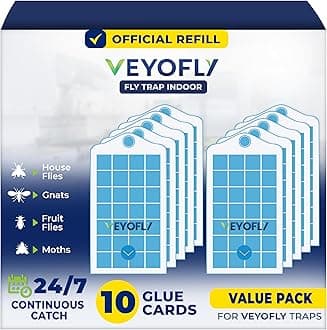 VEYOFLY Fruit Fly Traps for Indoors Refill, Gnat Traps For House Indoors, Fly Catcher Indoor, Fly Traps Indoor, Fly Trap, Plug in Catch for Fruit Flies, Moths, Gnats, Mosquito (Pack of 10 Refills)