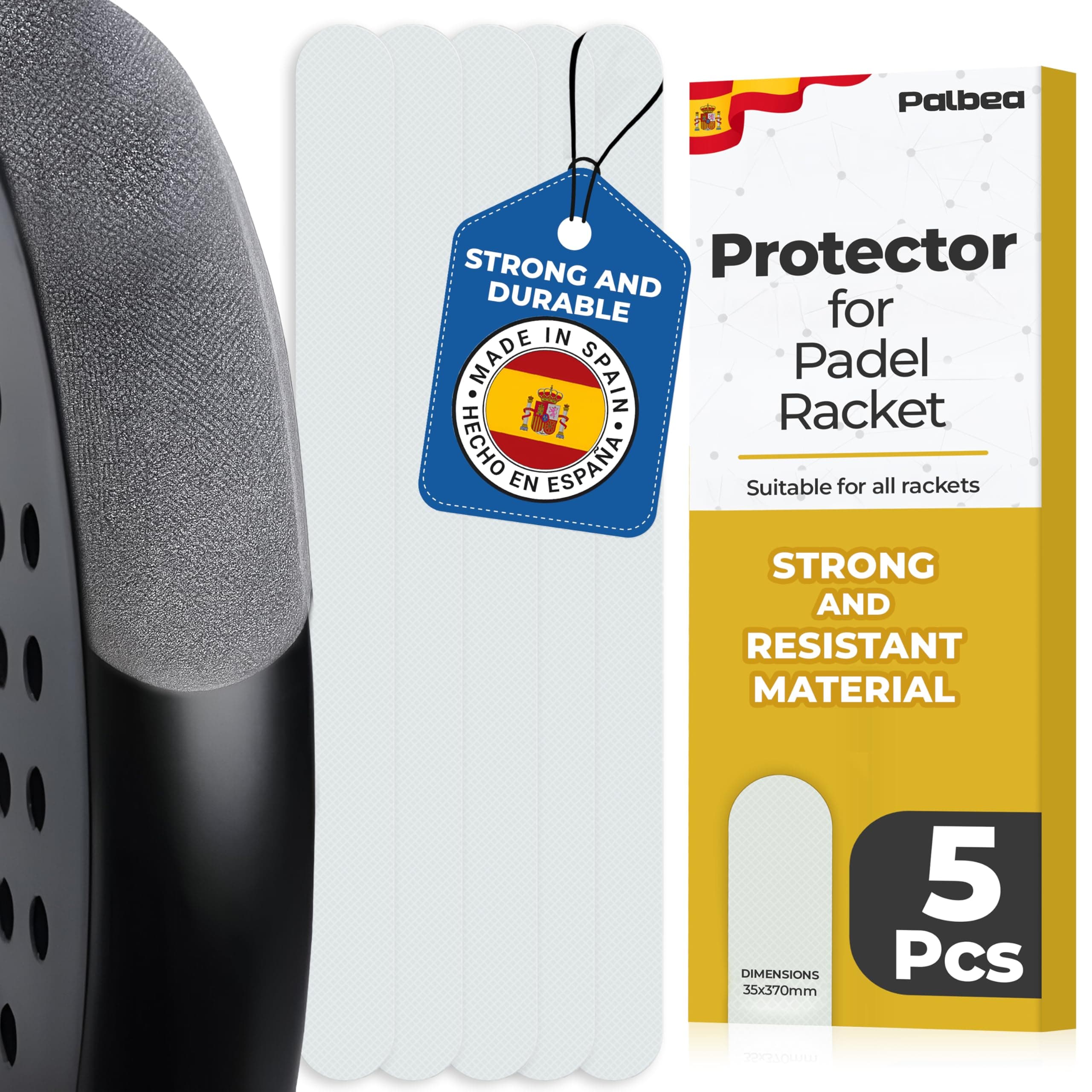 Palbea Transparent Padel Racket Protector - Pack of 5.