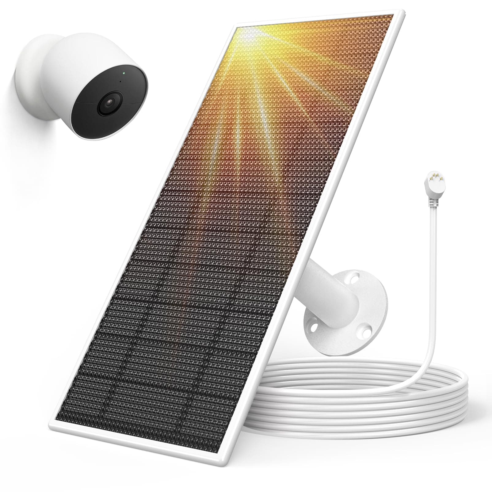 Solar Panel for Google Nest Camera Outdoor or Indoor(Battery Version), 5V 5W Solar Power Charger with 13Ft Cable- Special Made for Google Nest Cam