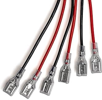 SLA Battery Terminal Leads, Female Spade Quick Connect/Disconnect 6.3mm F2 Type Terminals with Insulated Sleeves and Heavy Duty 16 Guage Wires - 6 Pieces