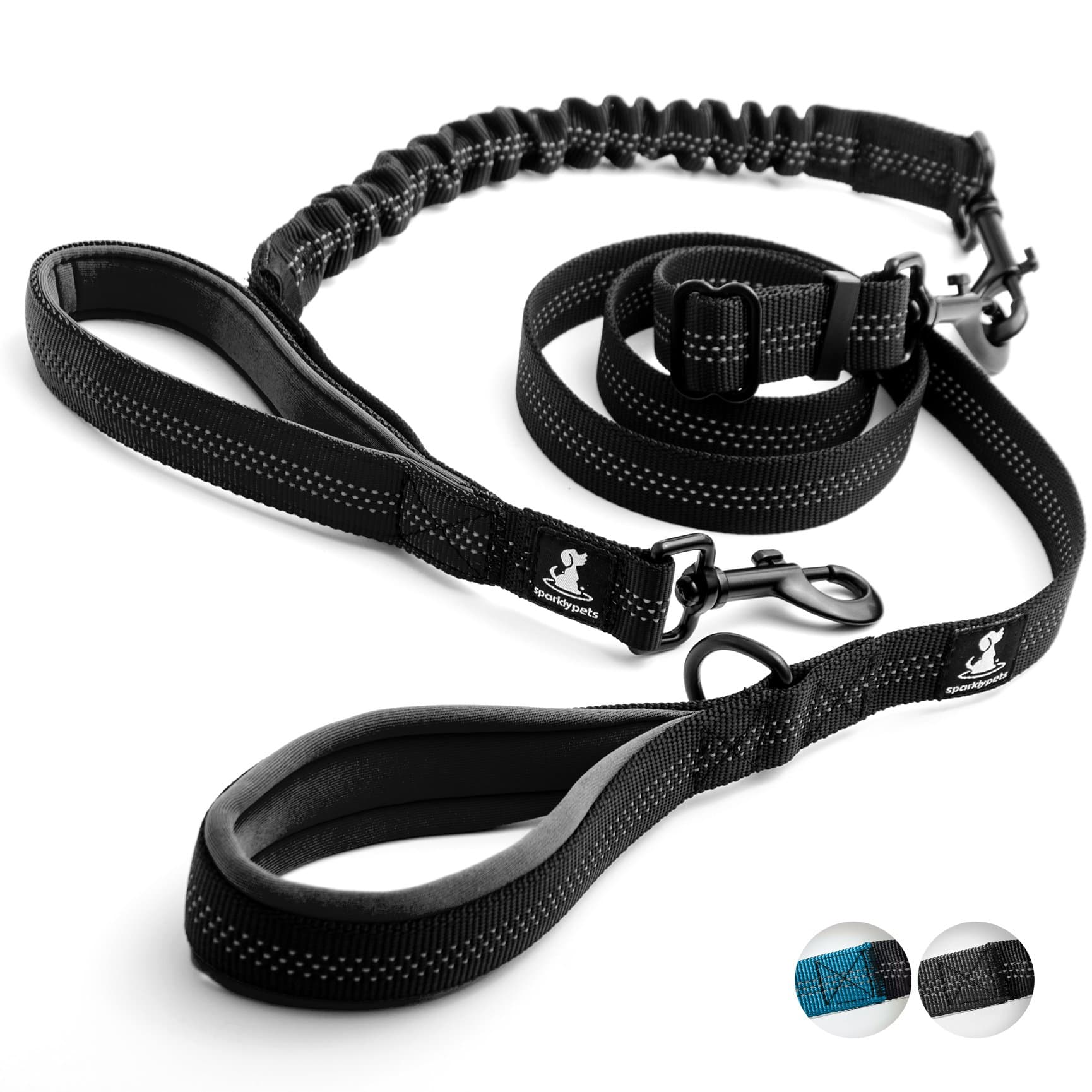 Original Double Handle Leash a Tactical Bungee Leash for Medium and Large Dogs with Two Soft Padded Handles - 6 ft Dog Leash – Reduces Pulling Shocks and Prevents Injuries