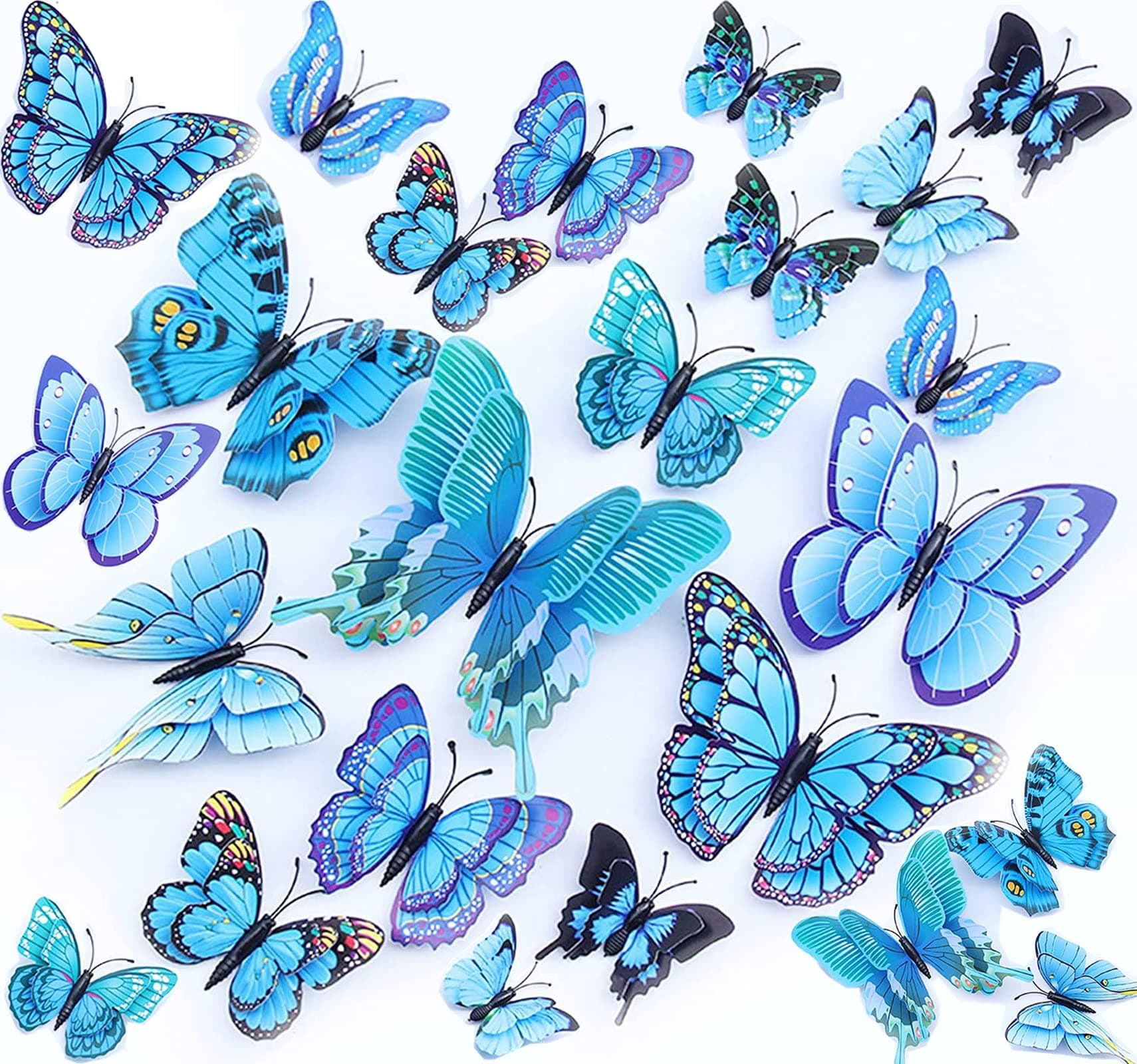 24PCS 3D Butterfly Wall Sticker Decor  (Blue)