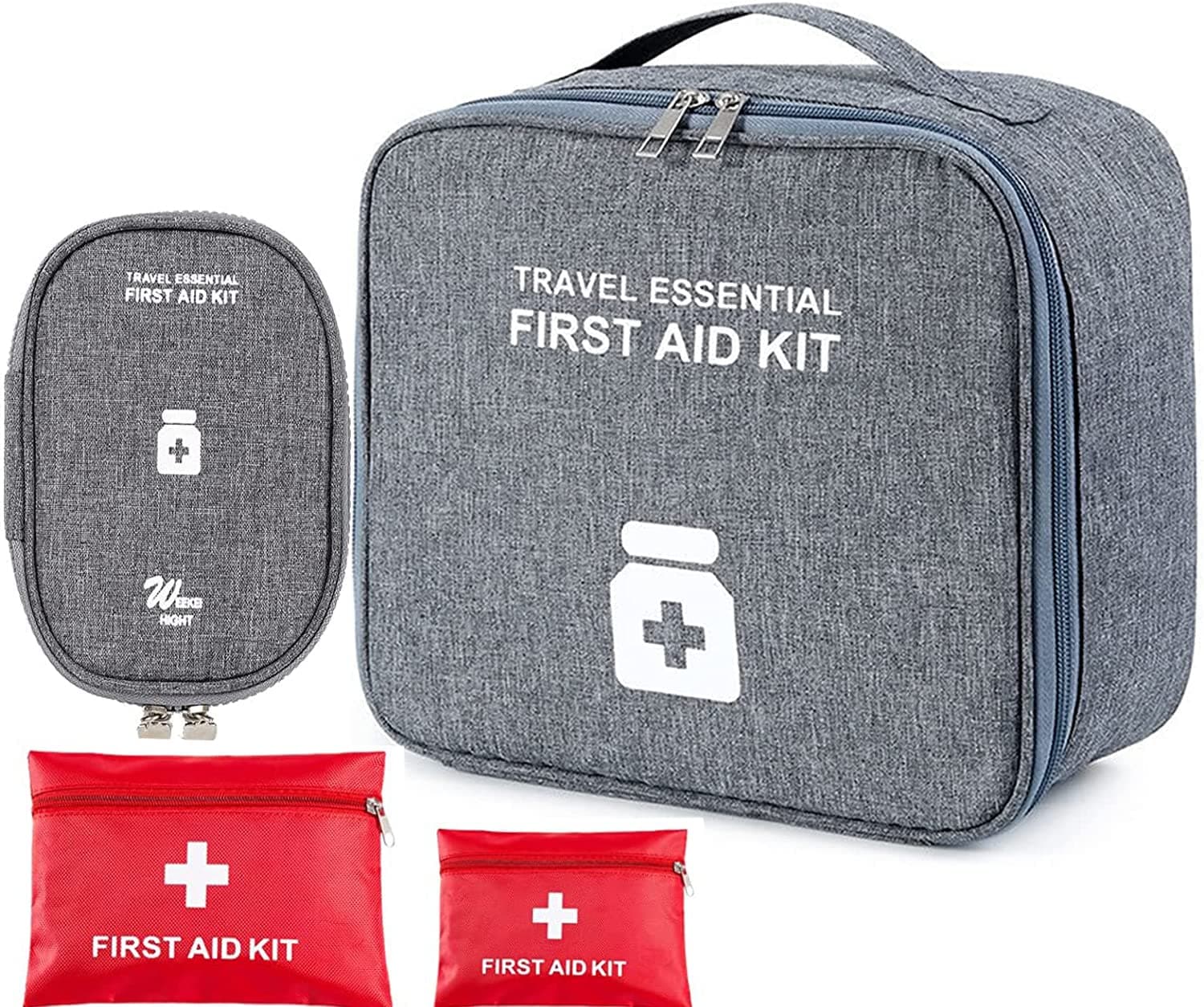 Portable First Aid Kit Empty, Camping First Aid Bag, Medicine Tools Travel Storage Bag, Suitable For Home Outdoor Hiking Camping Car Office Workplace（grey）