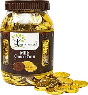 NATURE 'N' NATURE Gold Coin Milk Chocolates, 720 GMS Pet Jar Gift Pack, 300pcs, Coin Chocolate Gifts for Holi, Rakhi, Diwali, Anniversary, Birthday, Christmas, Celebration, Valentines