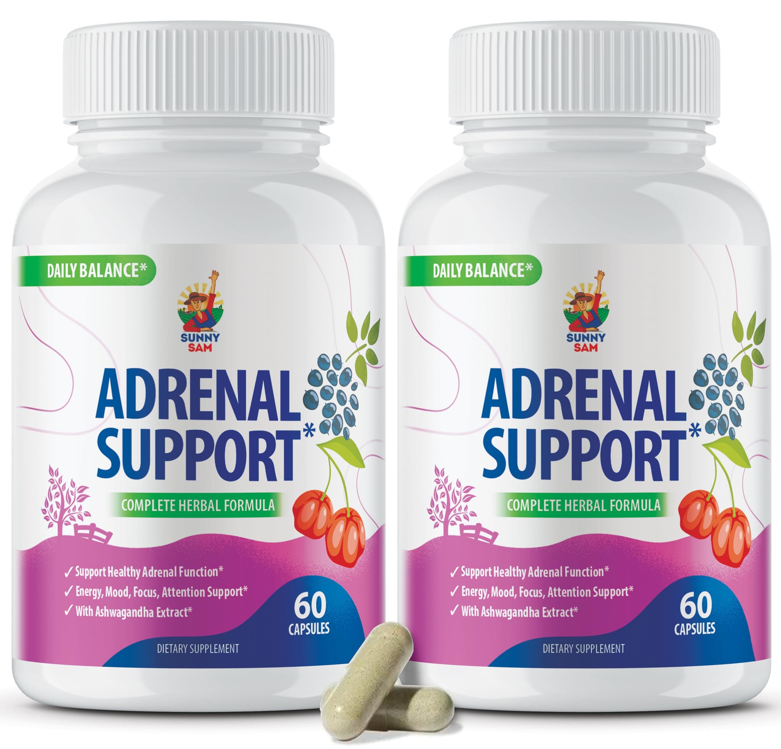 SUNNY SAM Adrenal Cortex Support Supplements for Cortisol Management - Supports Cortisol, Energy Levels, and Tension Regulation
