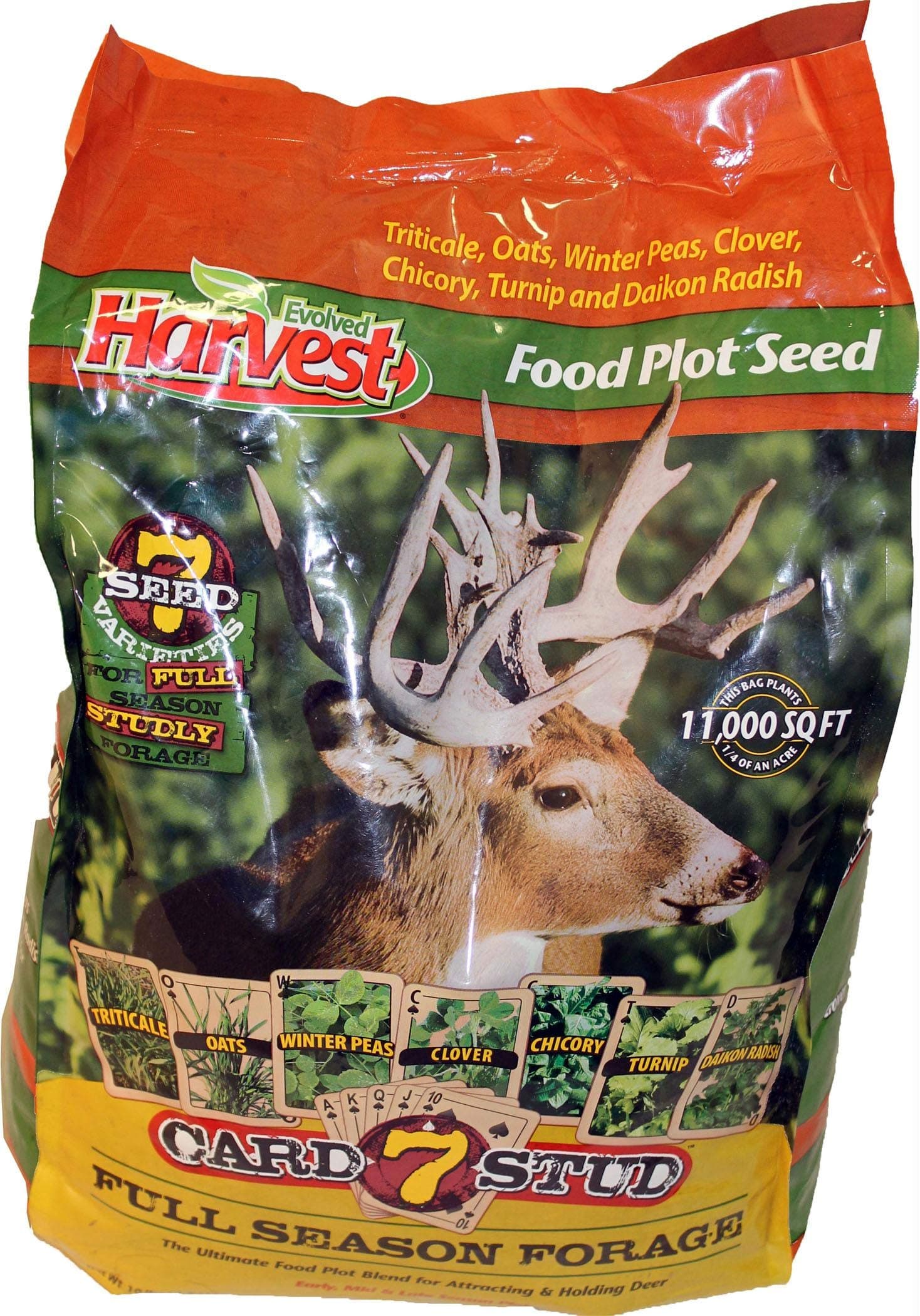 7 Card Stud Adaptive Food Plot Seed - Full Season High-Protein & Minerals Forage for Deer