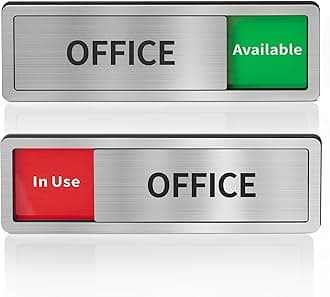 Office Door Signs Do Not Disturb, In Use/Available Slider Sign for Home Office Wellness Conference Vacant Occupied Privacy Slide Door Sign，Brushed Silver