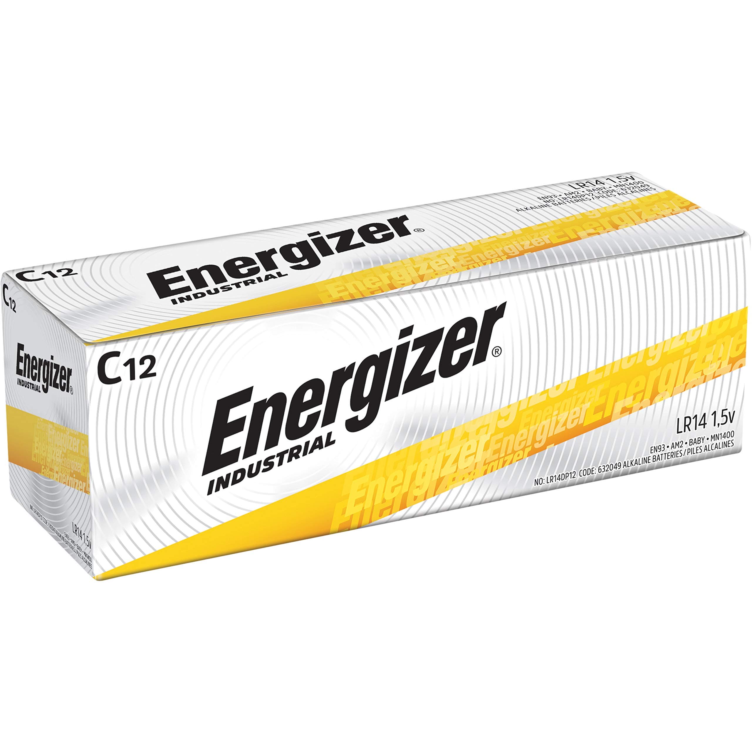 Energizer Industrial Alkaline C Batteries, 1.5 Volt, 72 Count