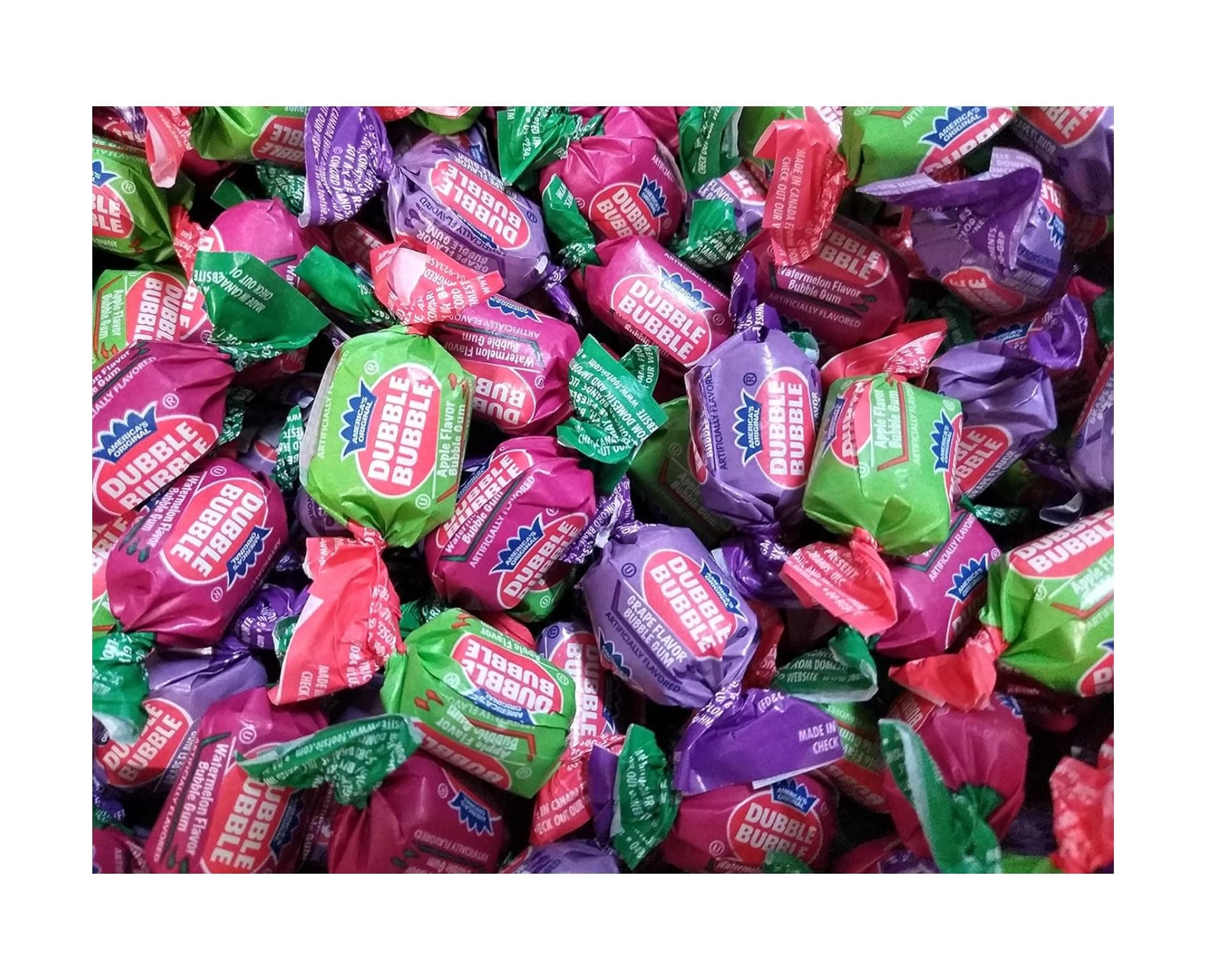 Smiling Sweets Double Bubble 3 Flavor Bulk Pack, 2 Pounds of Gum, 3 Different Flavors of Delicious Bubble Gum, Apple, Grape and Watermelon, Fun and Easy to Share