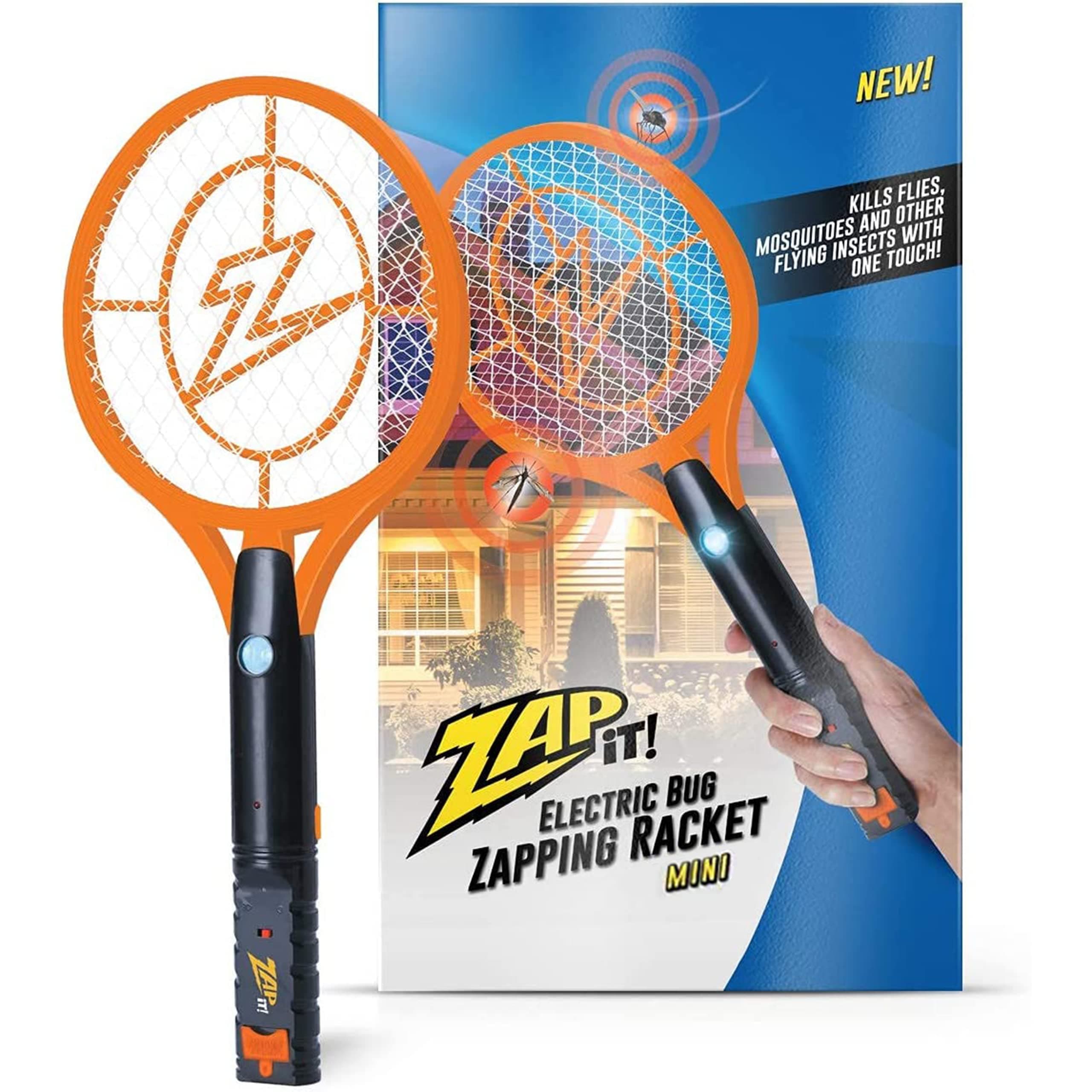 ZAP IT! Bug Zapper Rechargeable Bug Zapper Racket, 2 Pack (Mini, Orange)