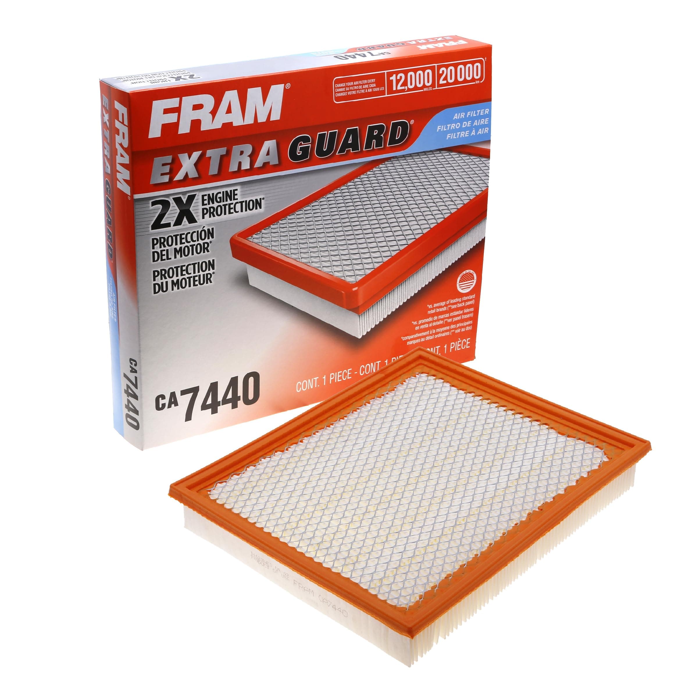 Extra Guard Engine Air Filter Replacement, Easy Install w/Advanced Engine Protection and Optimal Performance, CA7440 for Select Infiniti, Jeep and Nissan Vehicles, White