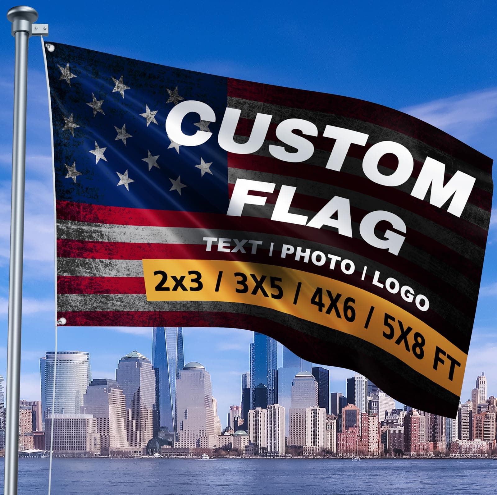 Custom Flag 5x8 Ft Double SidedFor Outdoors - Design Your Own Logo/Photo/Picture/Text - Personalized Flags Room Wall Decoration - Customized Two Side Flags Banners Gift for Outside Indoor
