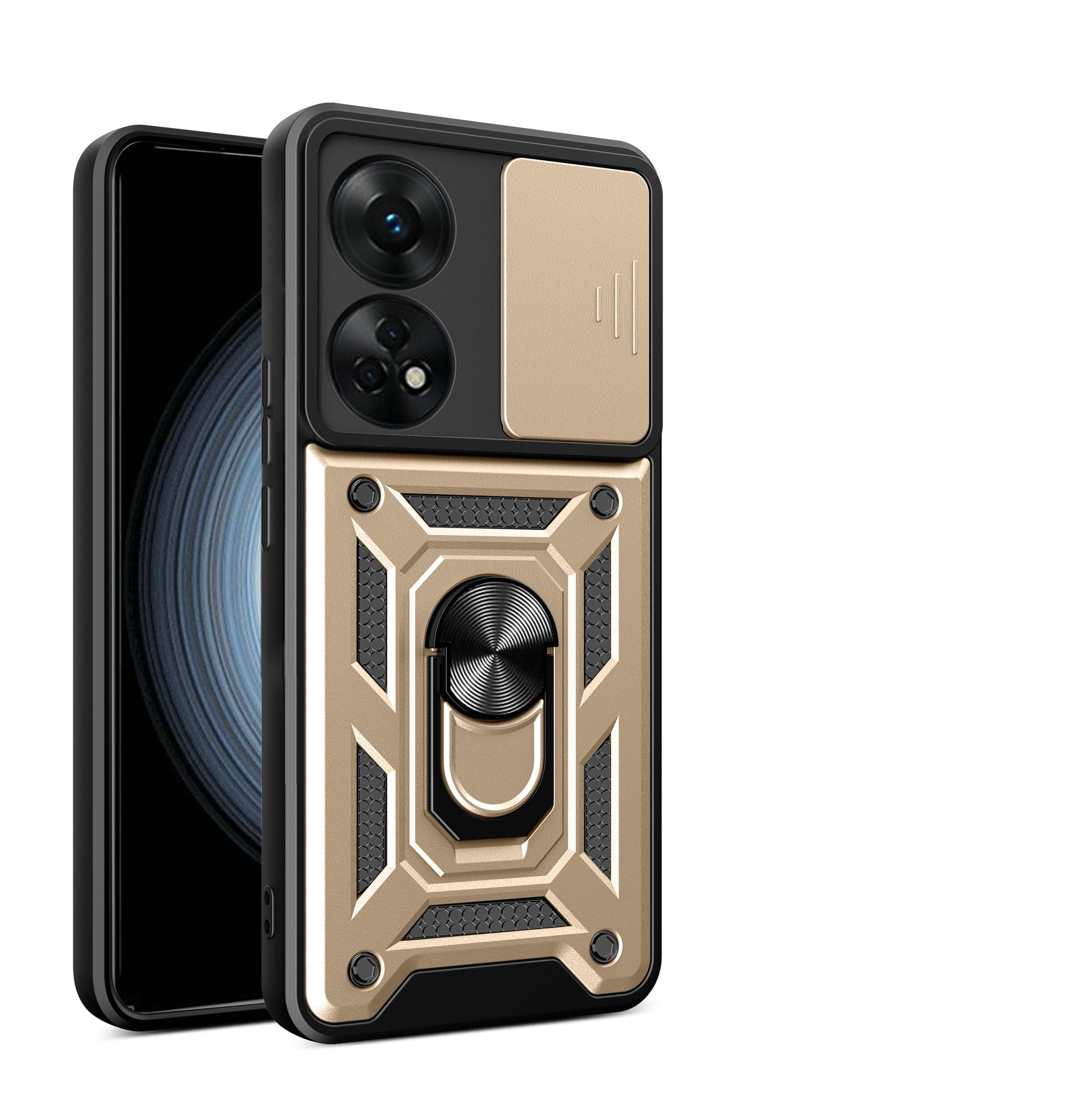 Compatible with Oppo A78 4G Bracket Shell,with Slide Camera Lens Cover Compatible with Oppo A78 4G CPH2565 Case Gold