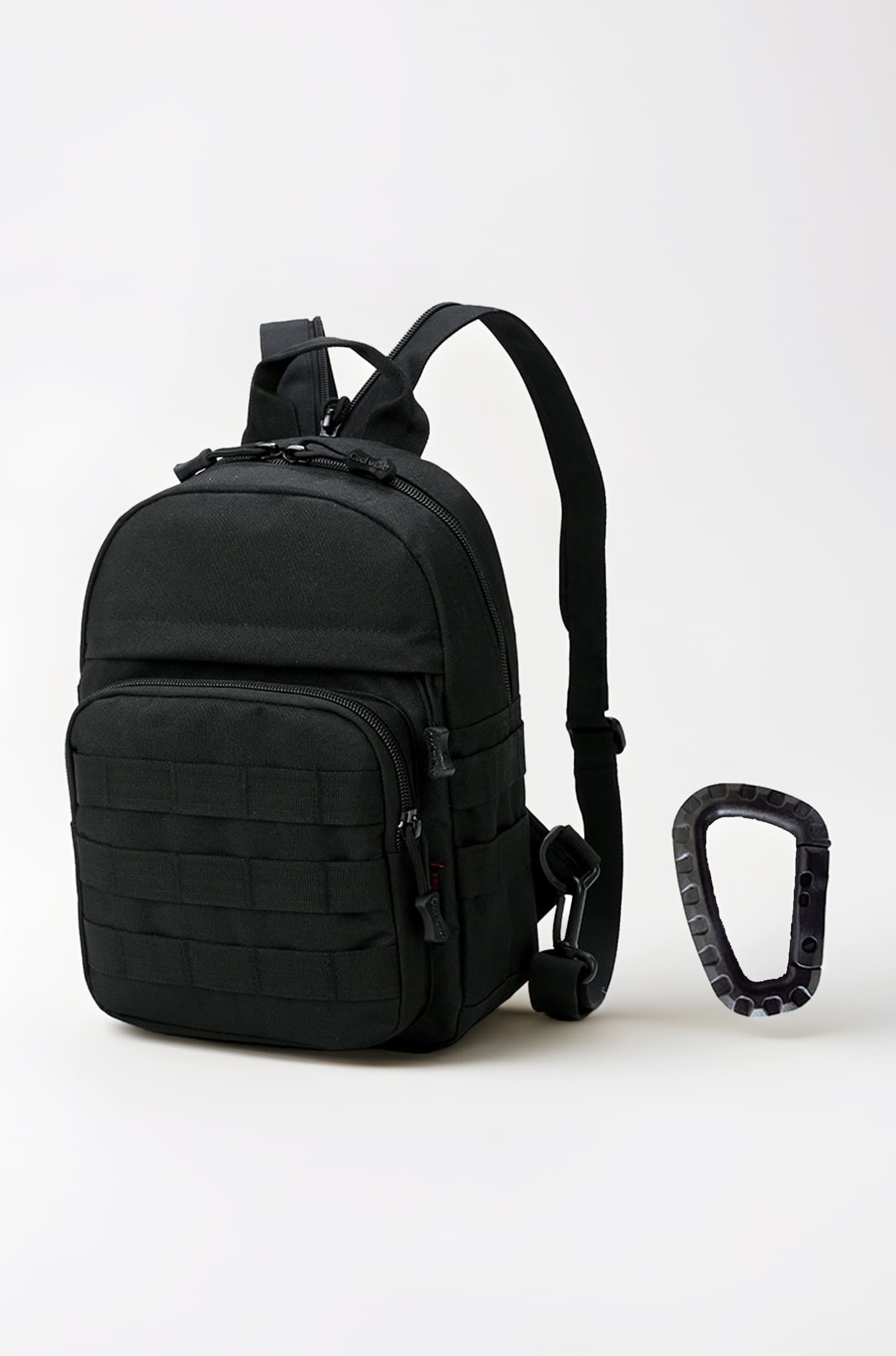 Mini Tactical Backpack, 6L Small Sling Backpacks Shoulder Bag For Running Travel Daypack with Carabiner For Men Women