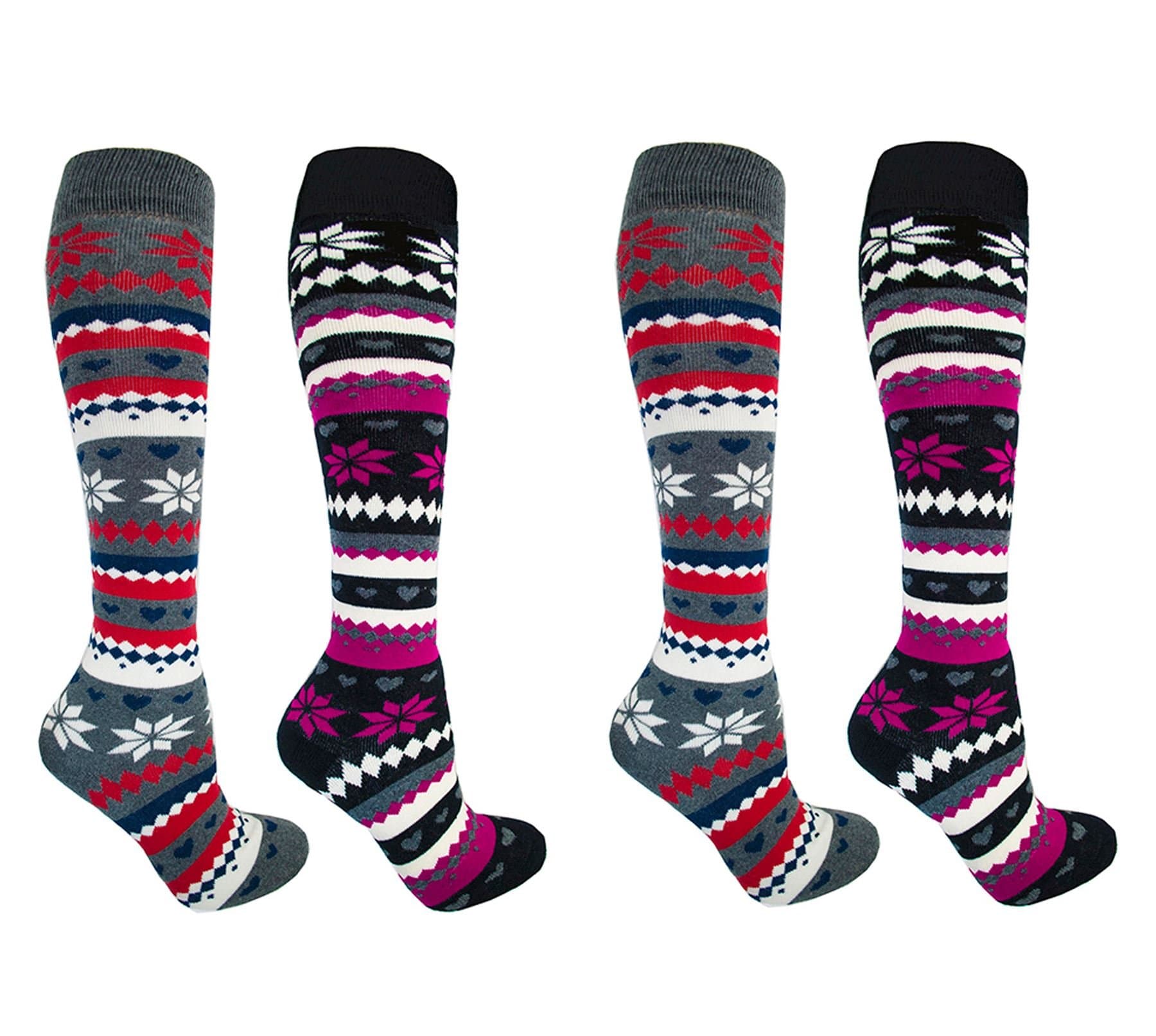 SockStack Women's Knee High 4 Pack Fair Isle Design Thermal Socks, Size 4-7, SK238