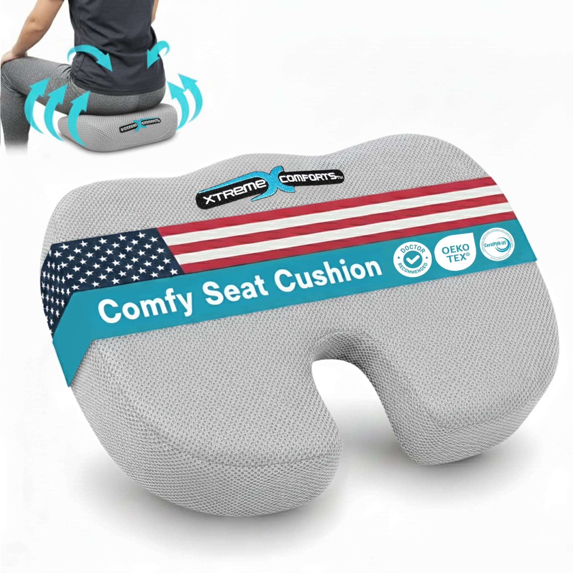 Seat Cushions | Office Chair Cushions for Desk, Car, Wheelchair| Ergonomic Memory Foam Seat Cushion for Support & Comfort | Helps Improve Sitting Posture for Work & Body Relief